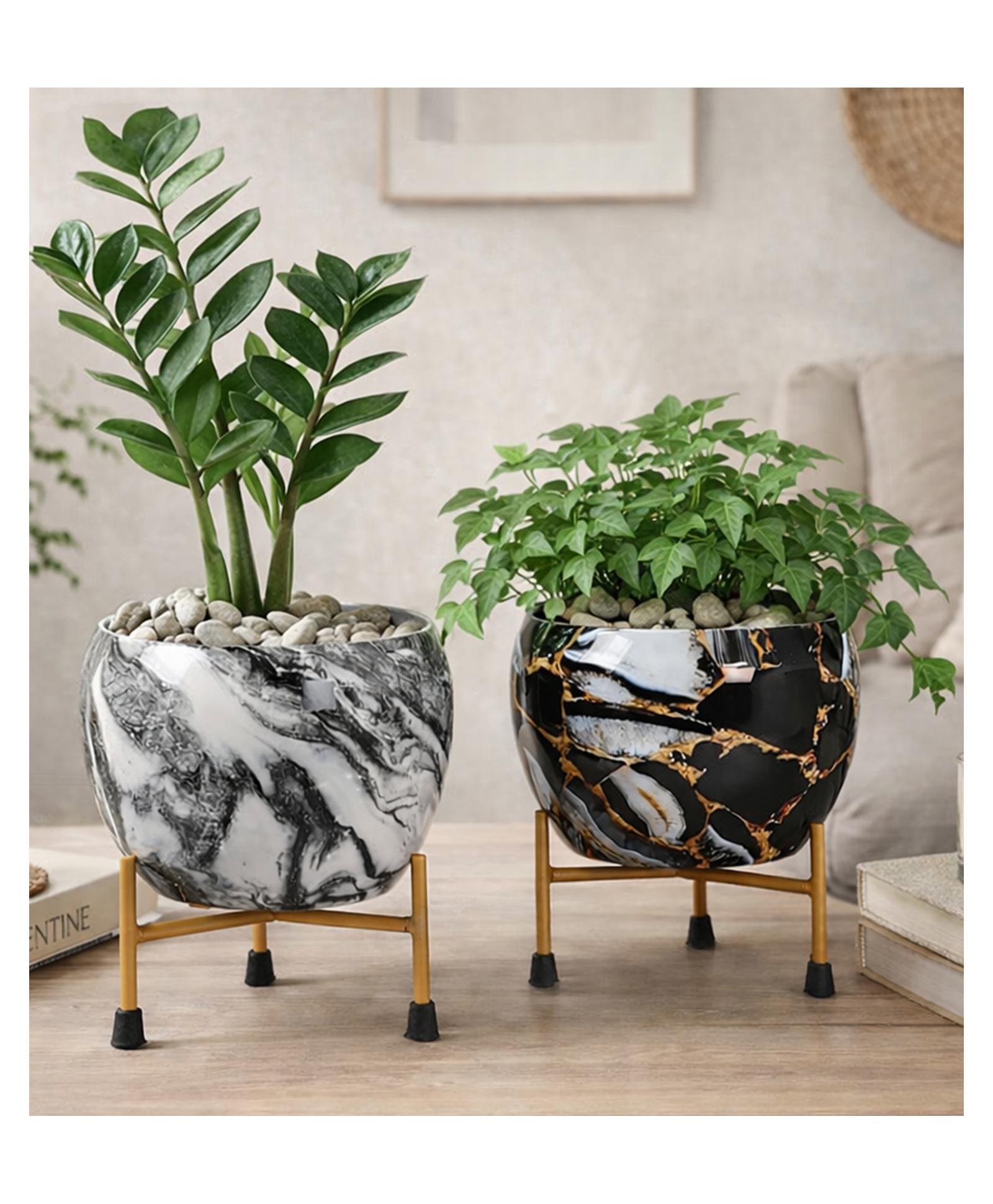 Yunhi Modern Metal Meenakari Pot Combo With Stand,Pack2-picture-10