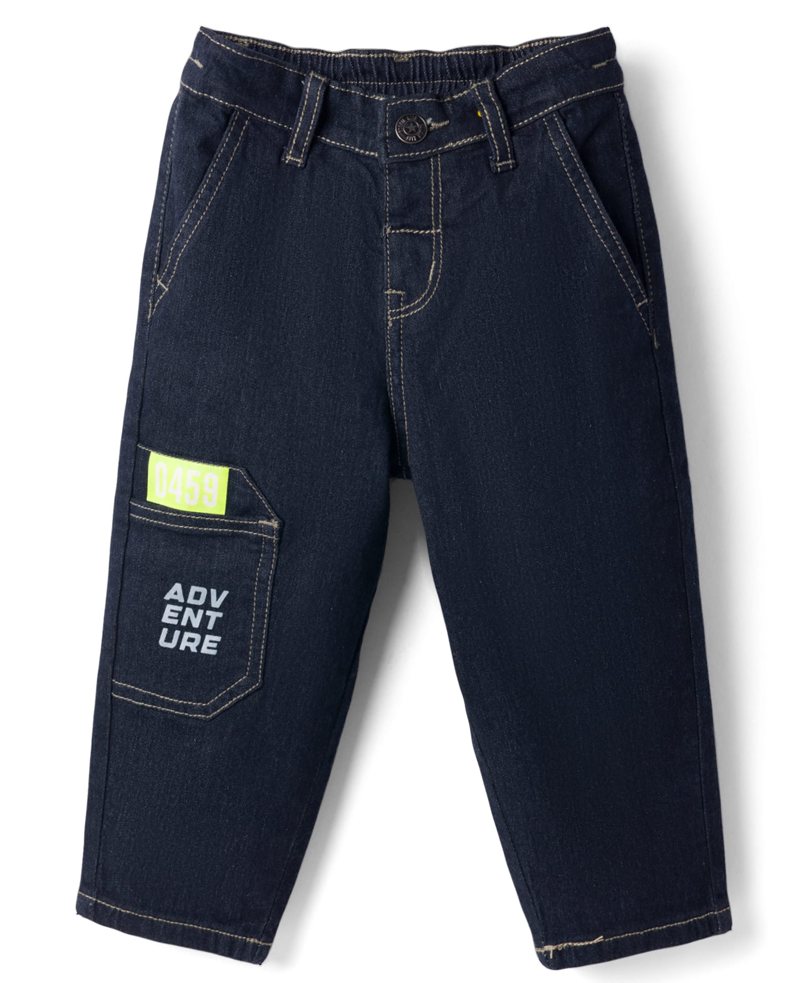 kookie kids india Kookie Kids Woven Full Length Text Printed Korean Denim Jeans - Navy Blue-picture-23