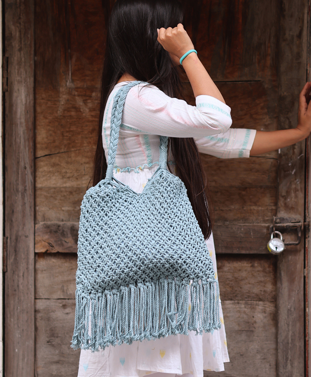 Sarmaya Powder Blue Hobo Bag-picture-15