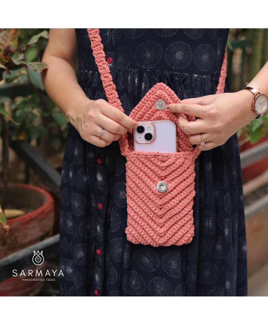 Sarmaya Peach Walking Mobile Sling-picture-18