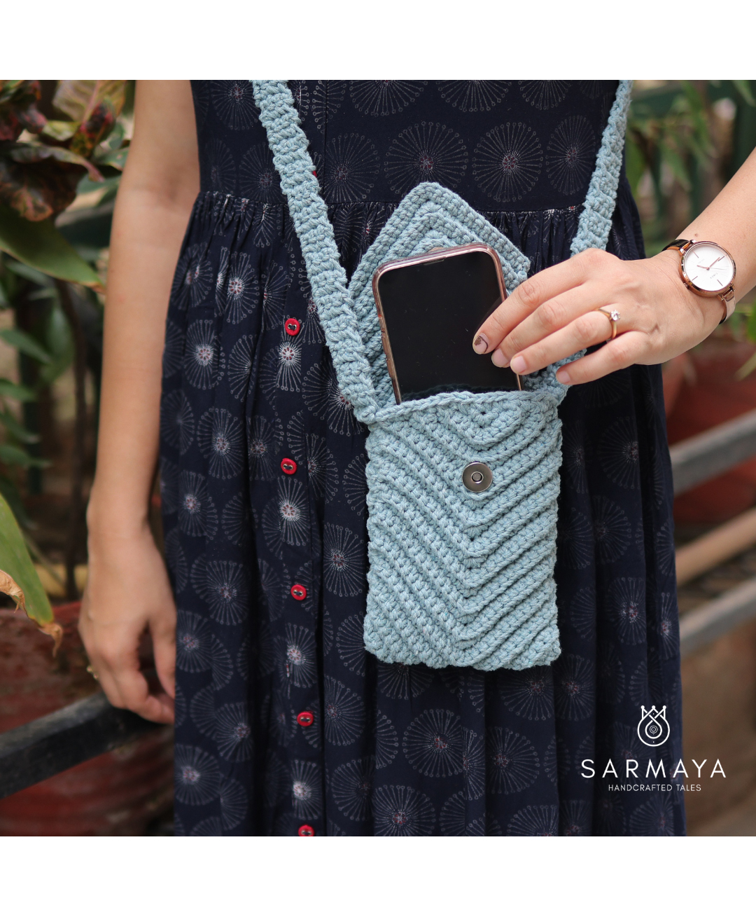 Sarmaya Powder Blue Walking Mobile Sling-picture-11