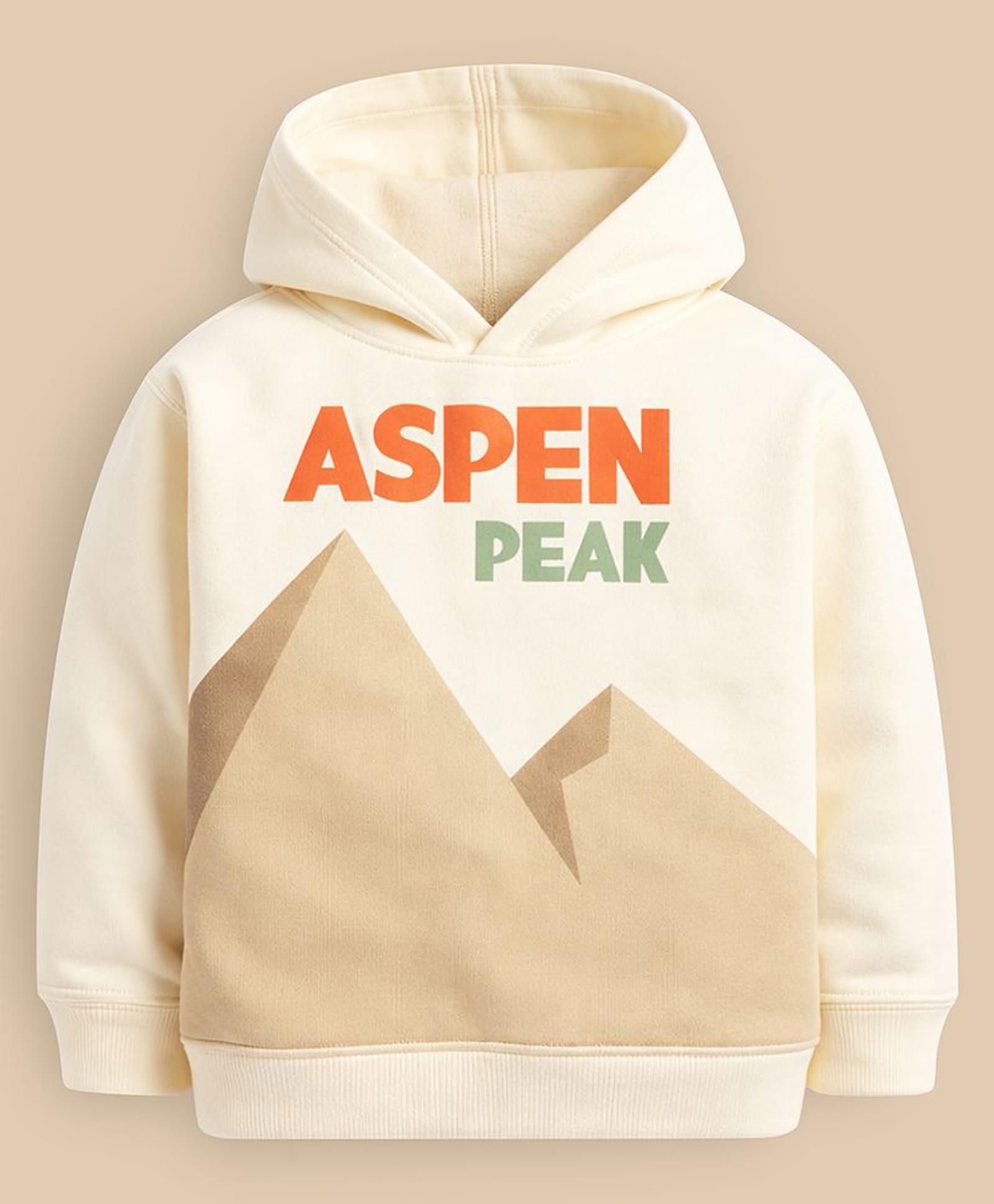 Cherry Crumble By Nitt Hyman Cotton Knit Full Sleeves Mountain Printed Hooded Sweatshirt - Cream-picture-17