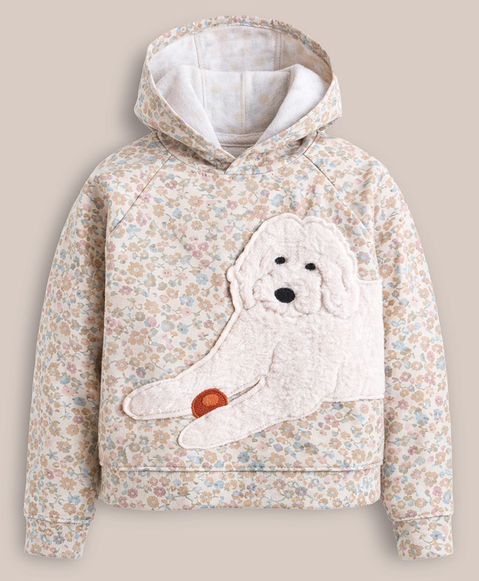 Cherry Crumble By Nitt Hyman Cotton Knit Floral Printed & Dog Applique Detailed Hooded Sweatshirt - Multi Colour-image-28