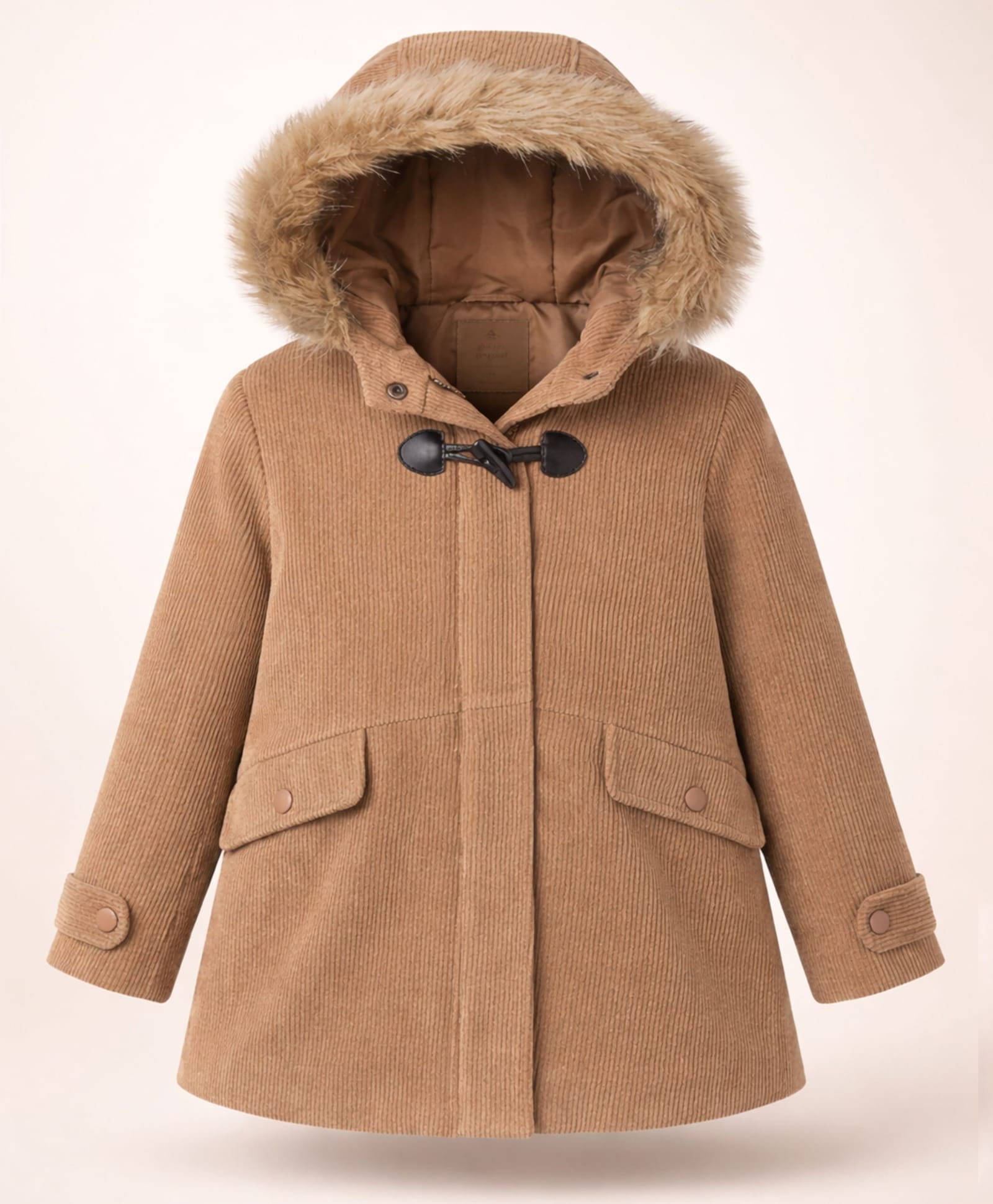 Cherry Crumble By Nitt Hyman Cotton Knit Full Sleeves Ribbed & Fur Detailed Hooded Jacket - Beige-picture-13