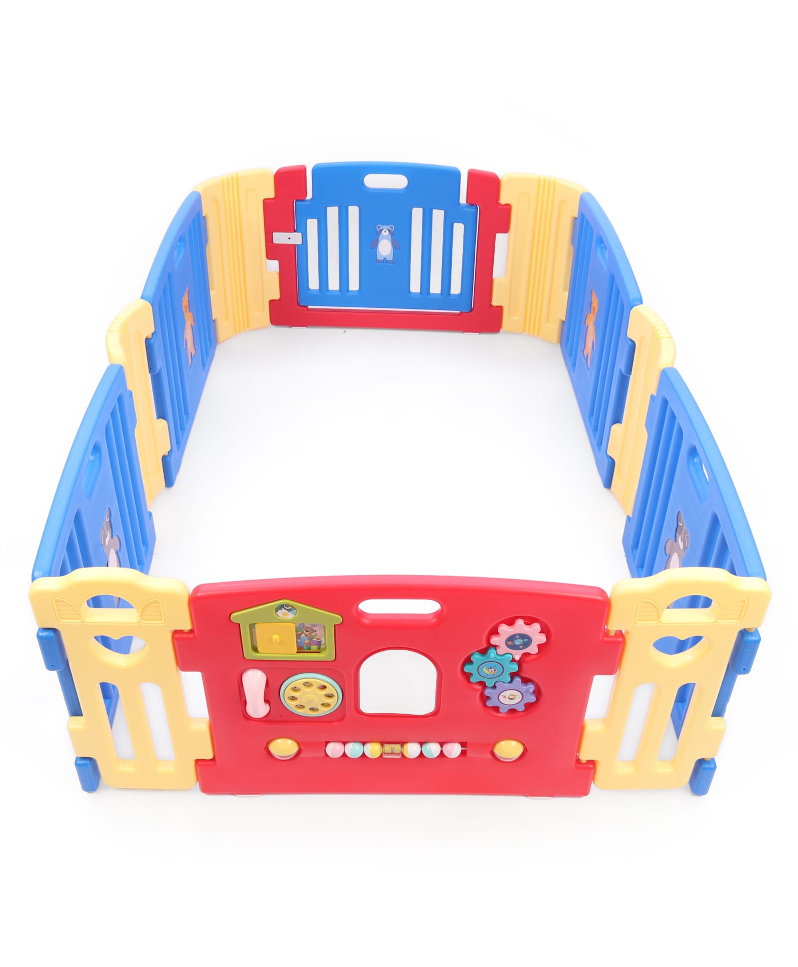 fab n funky Kids Play-yard Playpen with Easy Tool Free Assembly - Red Blue Yellow| Smart Folding & Portable| Baby Activity Play Gate Fence| Safety Lock System| Indoor Outdoor Play Area| Light Weight-picture-22