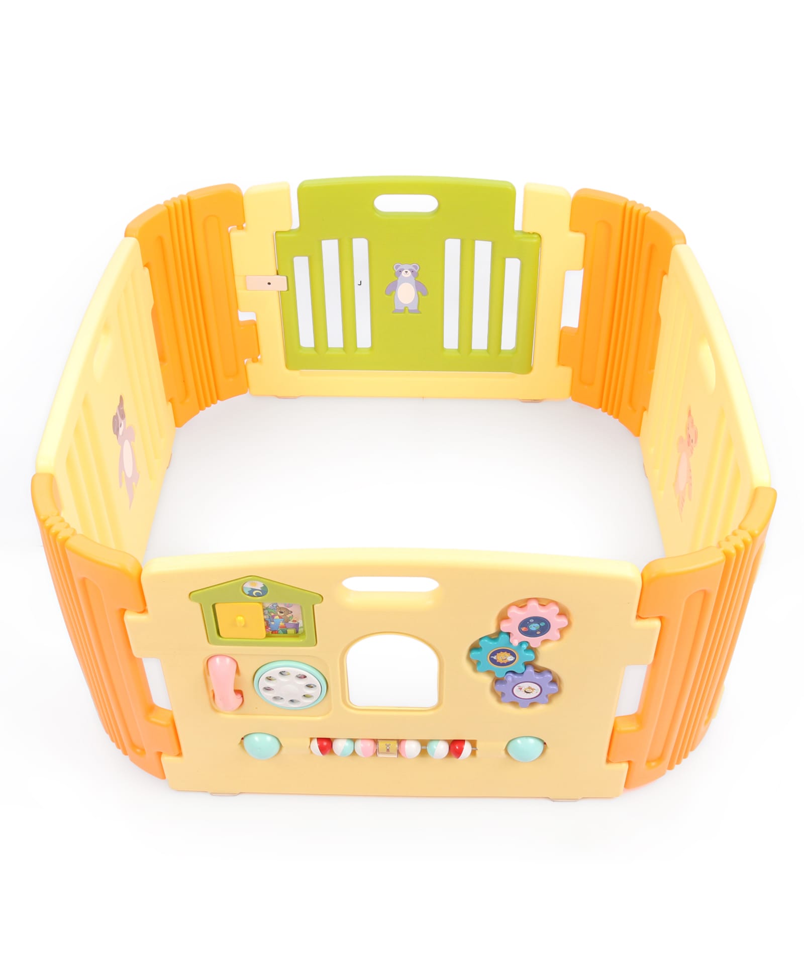 fab n funky Play-yard Playpen with Easy Tool Free Assembly - Yellow Green Orange| Smart Folding & Portable| Baby Activity Play Gate Fence|Safety Lock System| Indoor Outdoor Play Area|Light Weight-picture-24