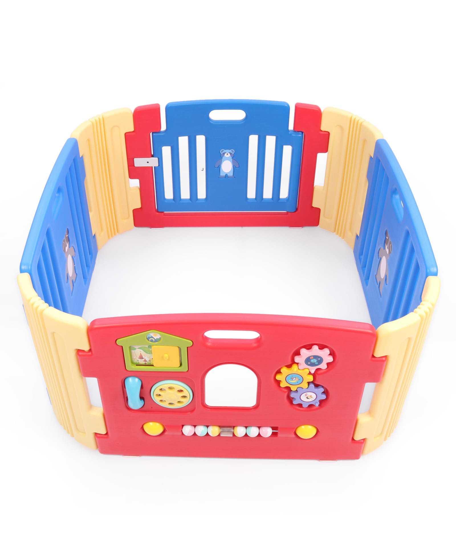 fab n funky Kids Play-yard Playpen with Easy Tool Free Assembly - Red Blue Yellow| Smart Folding & Portable| Baby Activity Play Gate Fence| Safety Lock System| Indoor Outdoor Play Area| Light Weight-picture-23