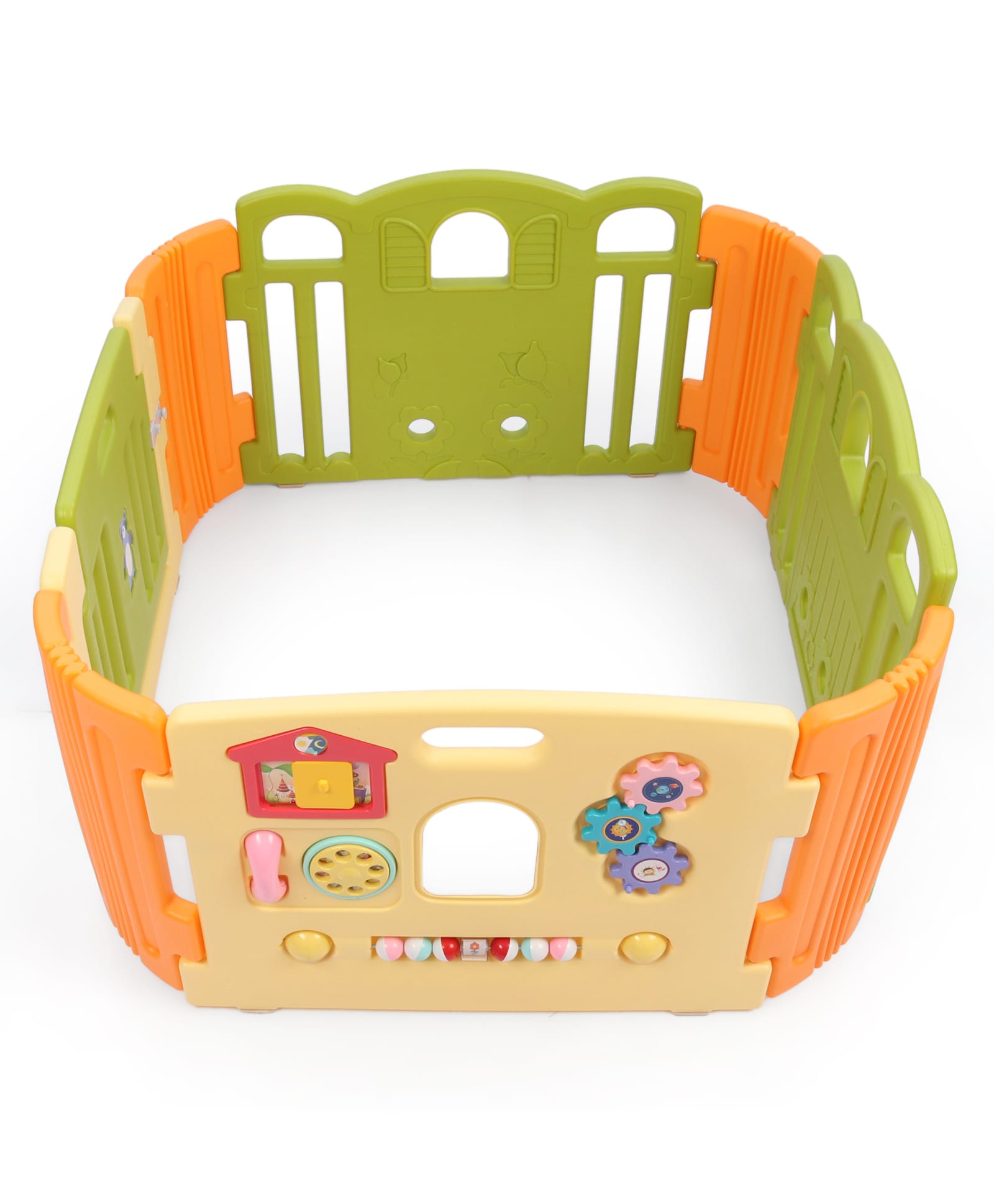 Kids Play-yard Playpen with Easy Tool Free Assembly - Yellow Green Orange|Smart Folding & Portable| Baby Activity Play Gate Fence|Safety Lock System| Indoor Outdoor Play Area| Light Weight-image-36