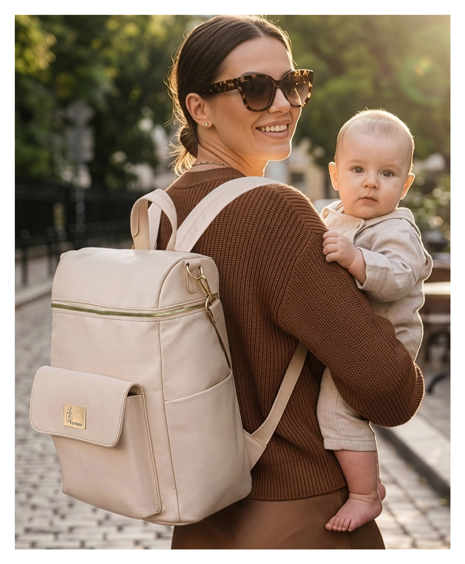 R for Rabbit Caramello Bold Ivy Diaper Bag for Moms With Dual Carry Sling Insulated Bottle Pockets With Premium Vegan Leather - Ivory & Beige-image-24