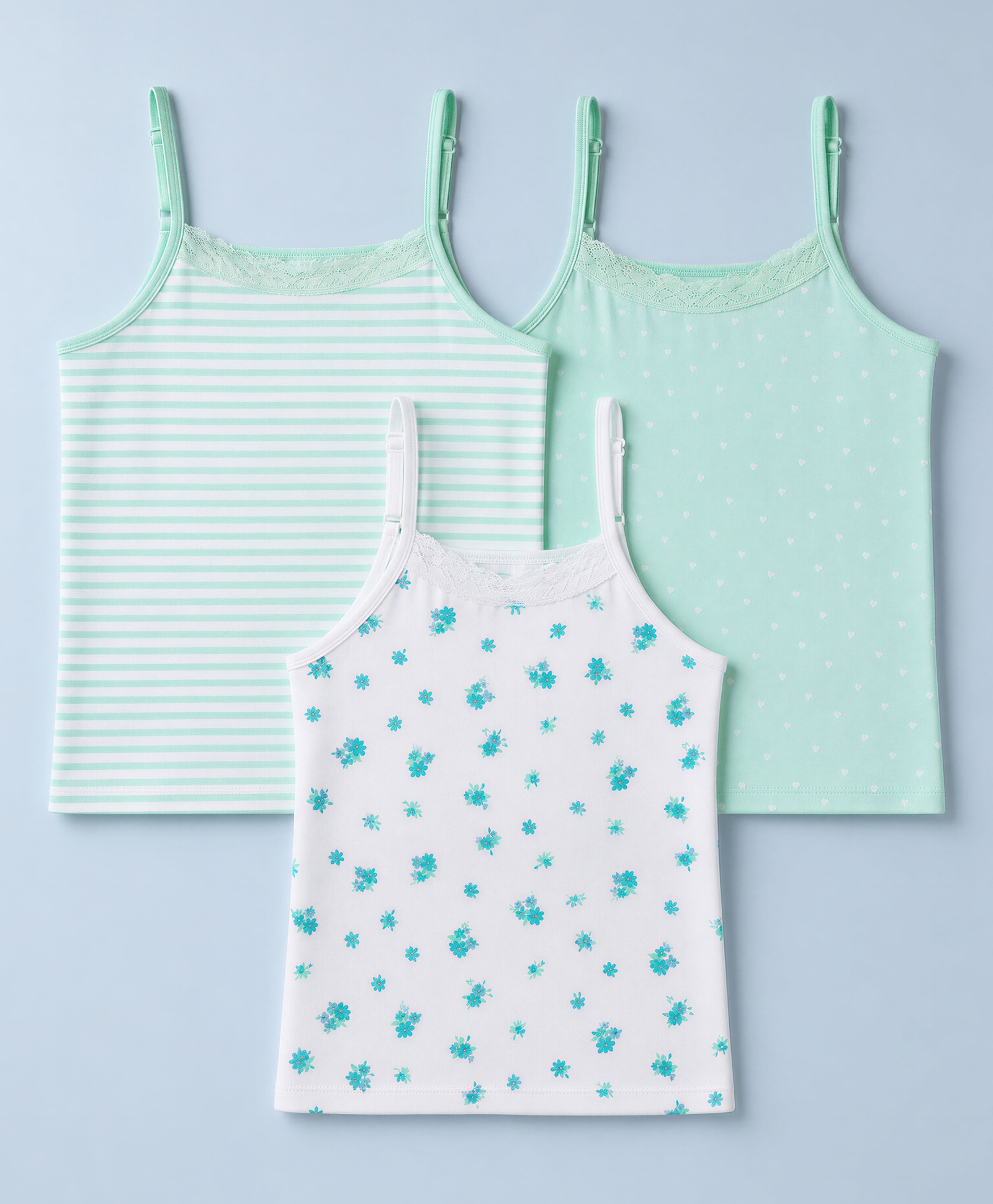 Honeyhap Premium Cotton Knit Sleeveless Striped Slips With Butterfly Print & Bio Finish - Bay & Bright White-picture-16