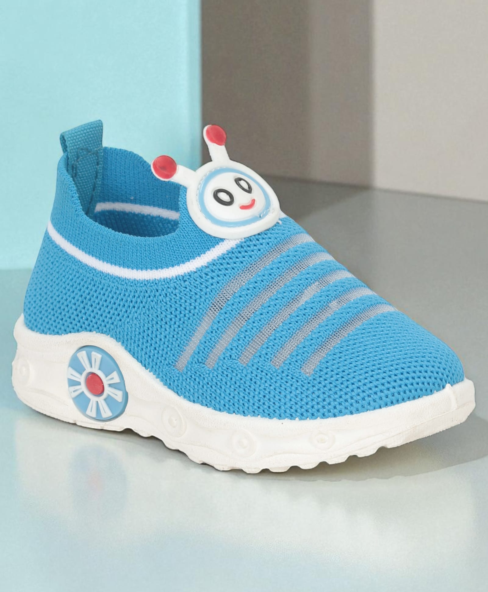 Lil Lollipop Slip On Striped Musical Shoes With Bee Applique - Blue-picture-16