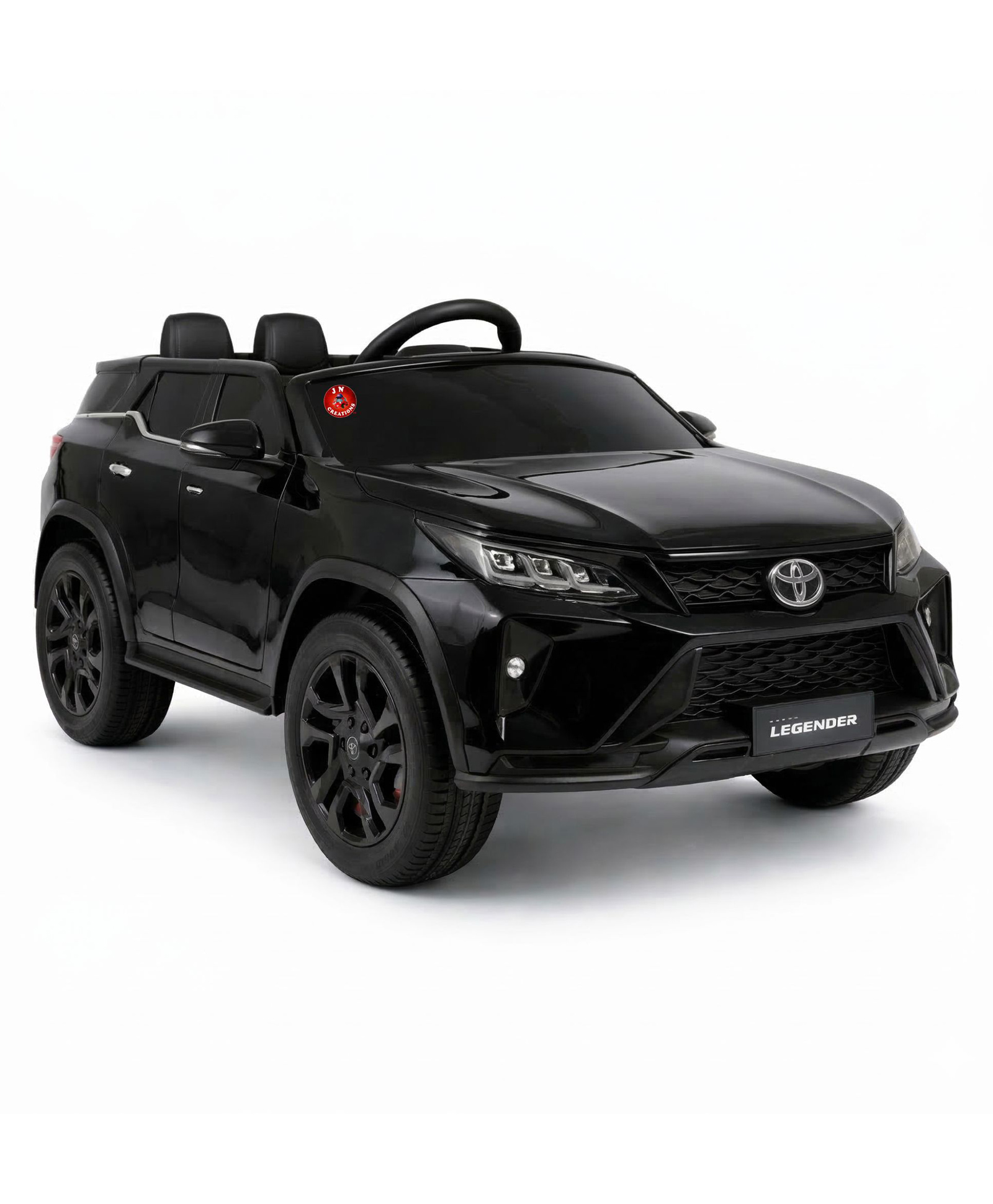 JN Creations 12V Fortuner Legender Kids Ride On M-7588 Car | 6V Dual Motor | Remote Control | LED Lights | Music & Bluetooth (Black)-image-3