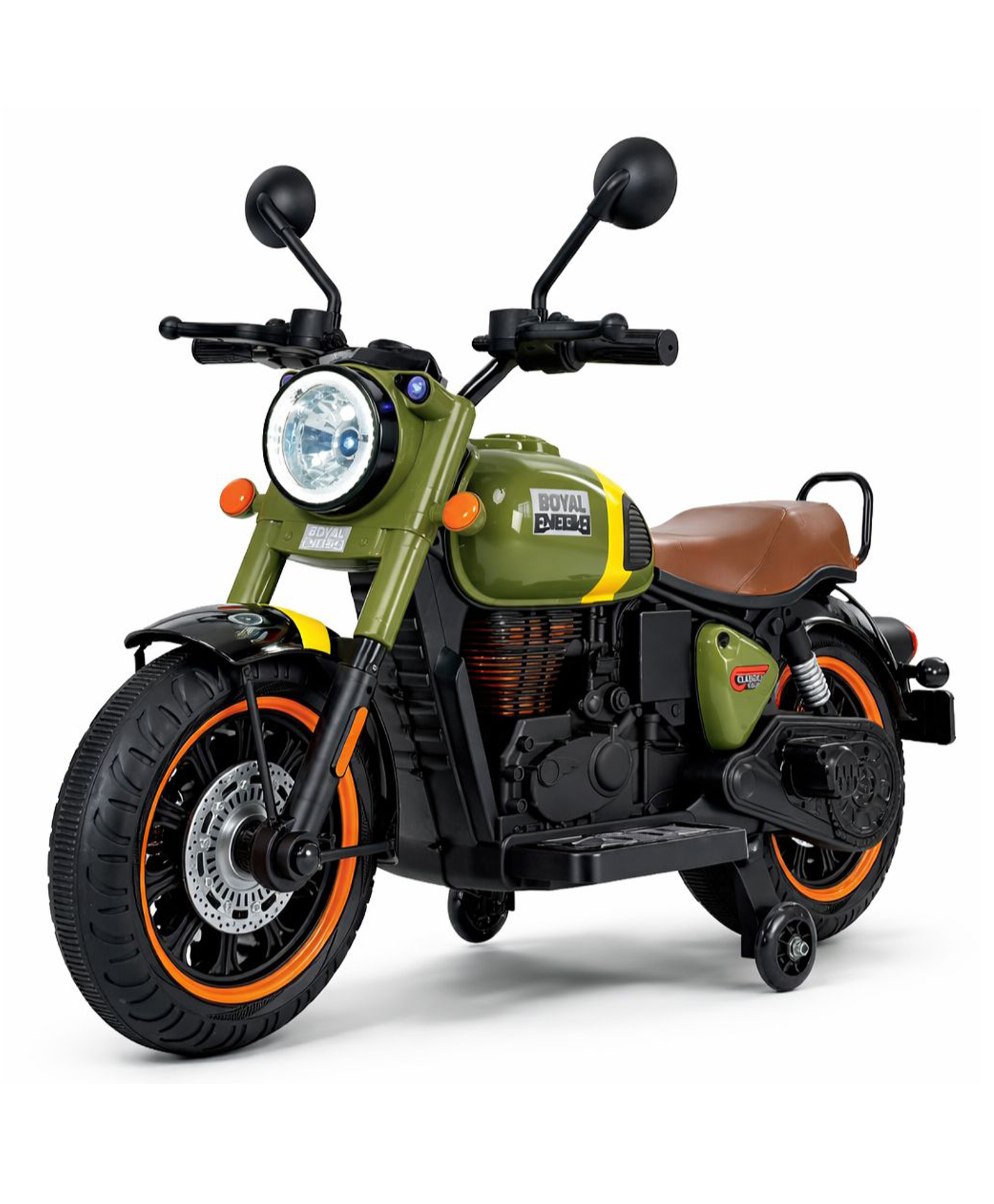JN Creations Royal Enfield 12V Battery Operated Ride-On Classic350 Bike for Kids | Rechargeable Electric Bike with LED Lights, Music & Horn | Ages 2 TO 8 Years (Green)-picture-13