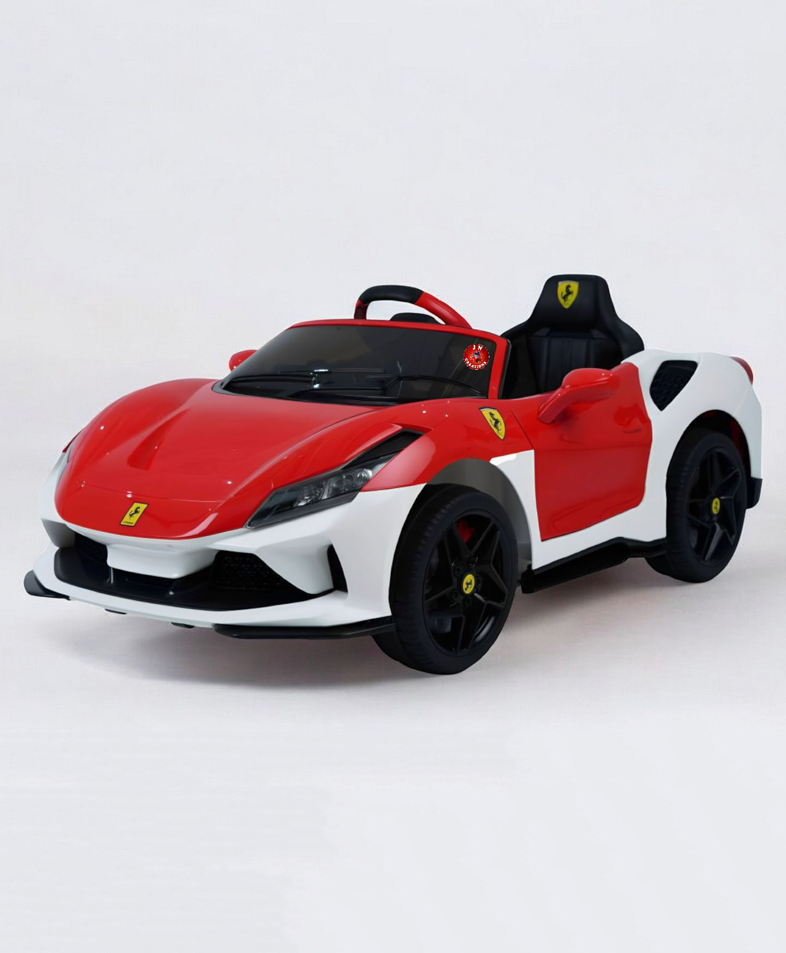 jn creations JNCreations 12V Battery Operated Ride On Ferrari F8 Car for Kids with Remote Control (Red-White)-picture-28