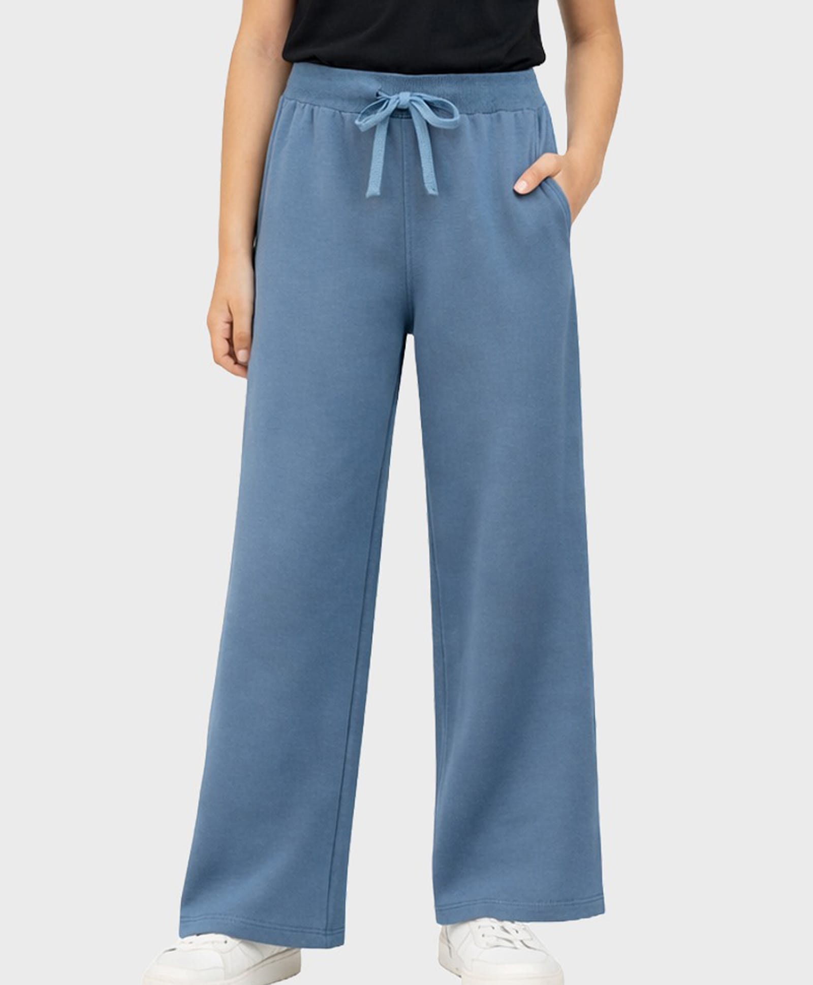 Charm n Cherish Cotton Knit Solid Joggers - Blue-image-49