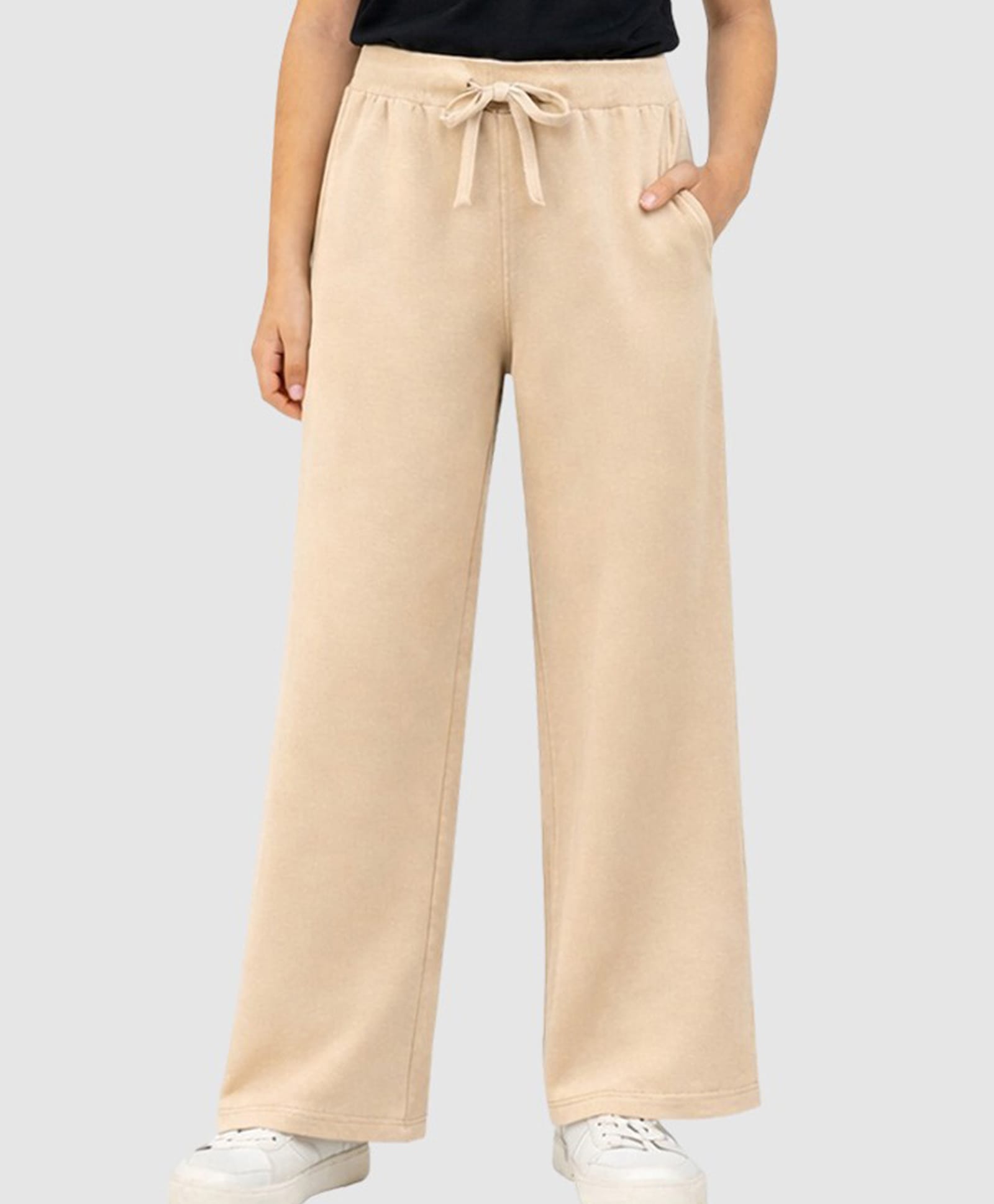 Charm n Cherish Cotton Knit Solid Joggers - Beige-image-28