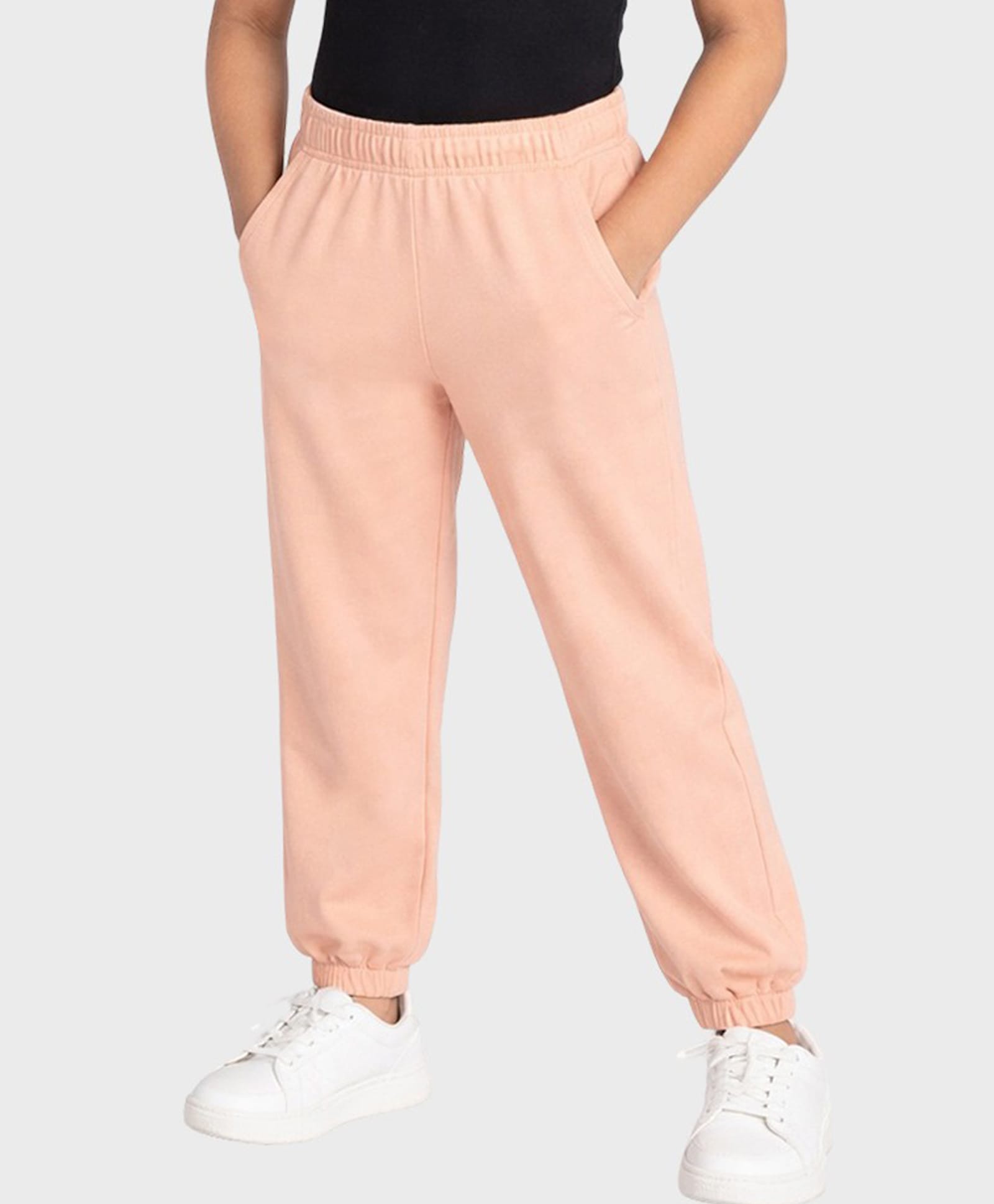 Charm n Cherish Cotton Knit Solid Joggers - Peach-image-36