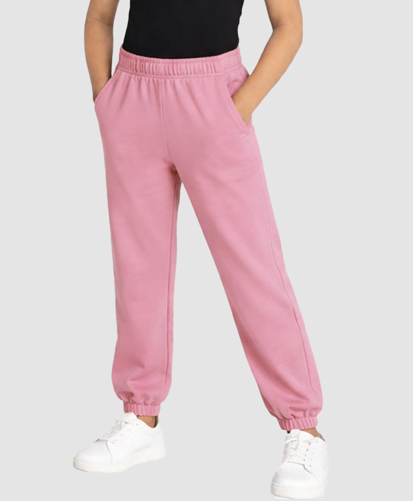 Charm n Cherish Cotton Knit Solid Joggers - Rose Gold-picture-21