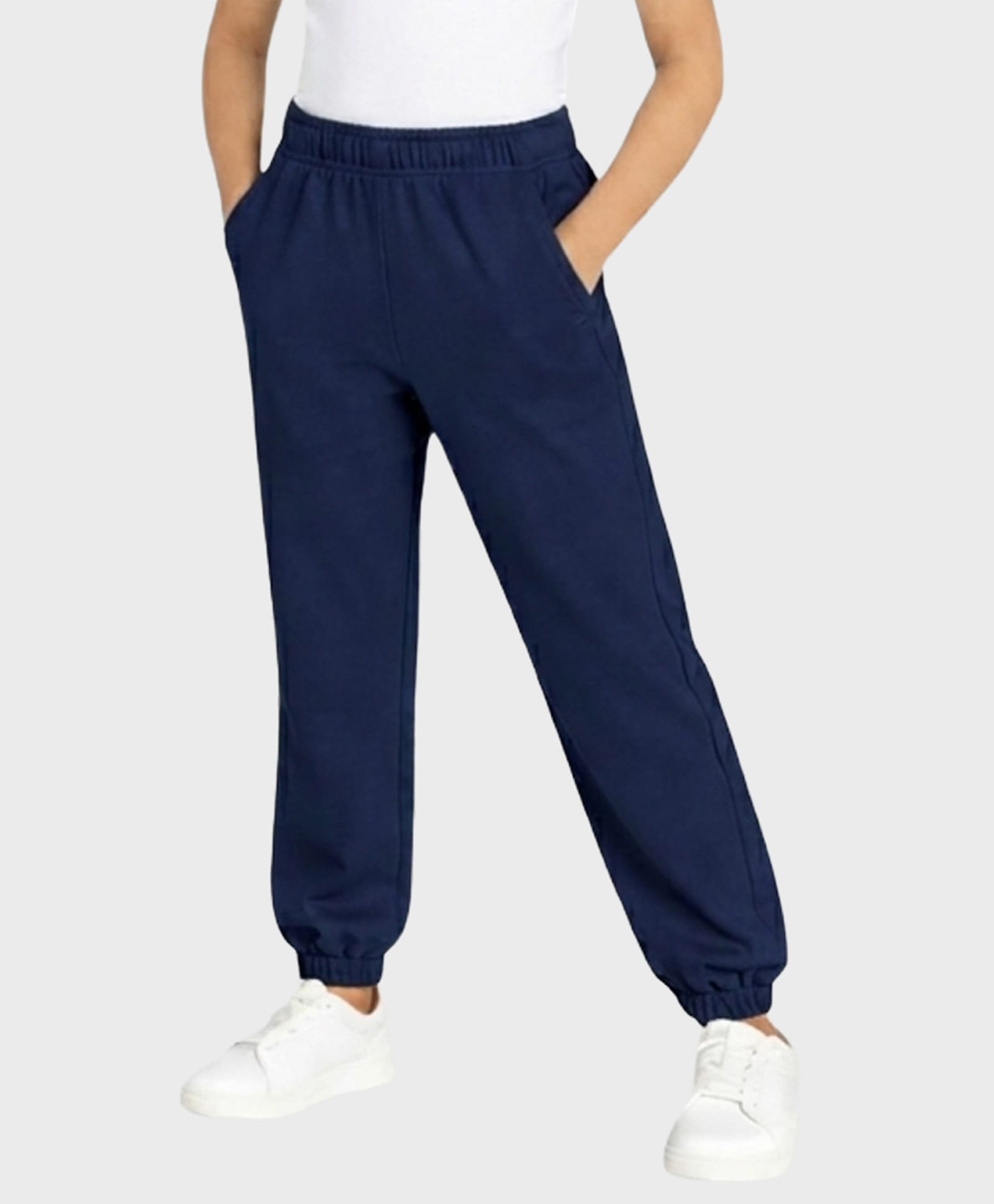 Charm n Cherish Cotton Knit Solid Joggers - Navy Blue-image-38