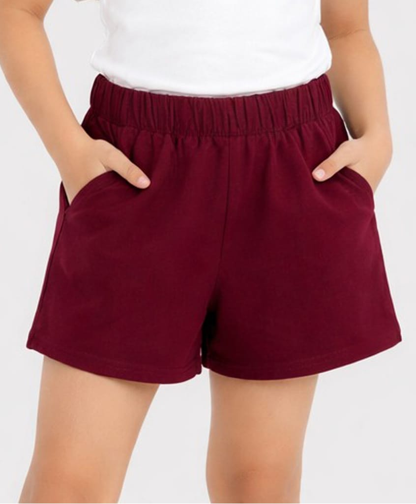 Charm n Cherish Cotton Knit Solid Shorts - Brown-picture-26