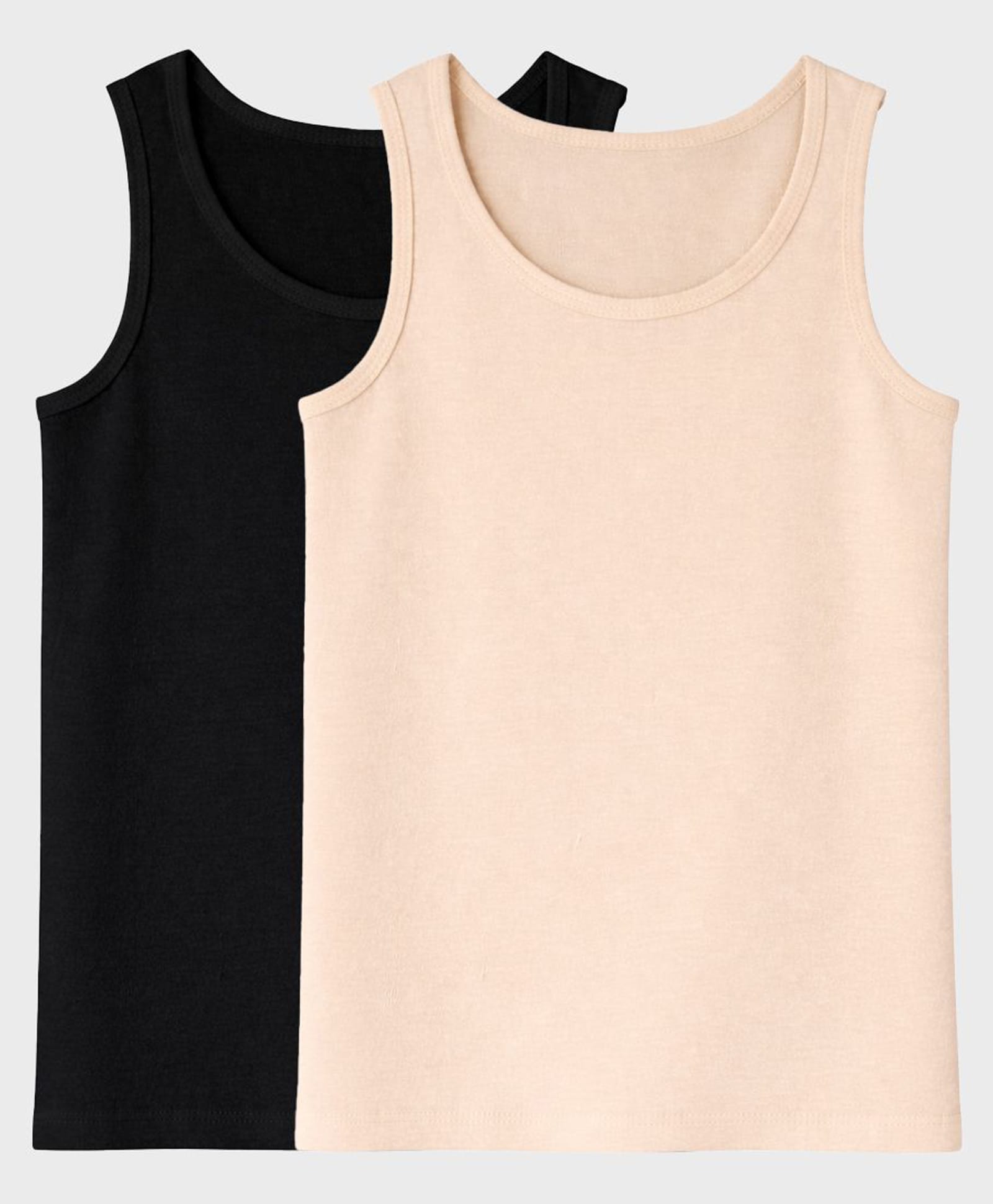 Charm n Cherish Cotton Knit Pack Of 2 Sleeveless Solid Tank Tops - Multi Colour-picture-22