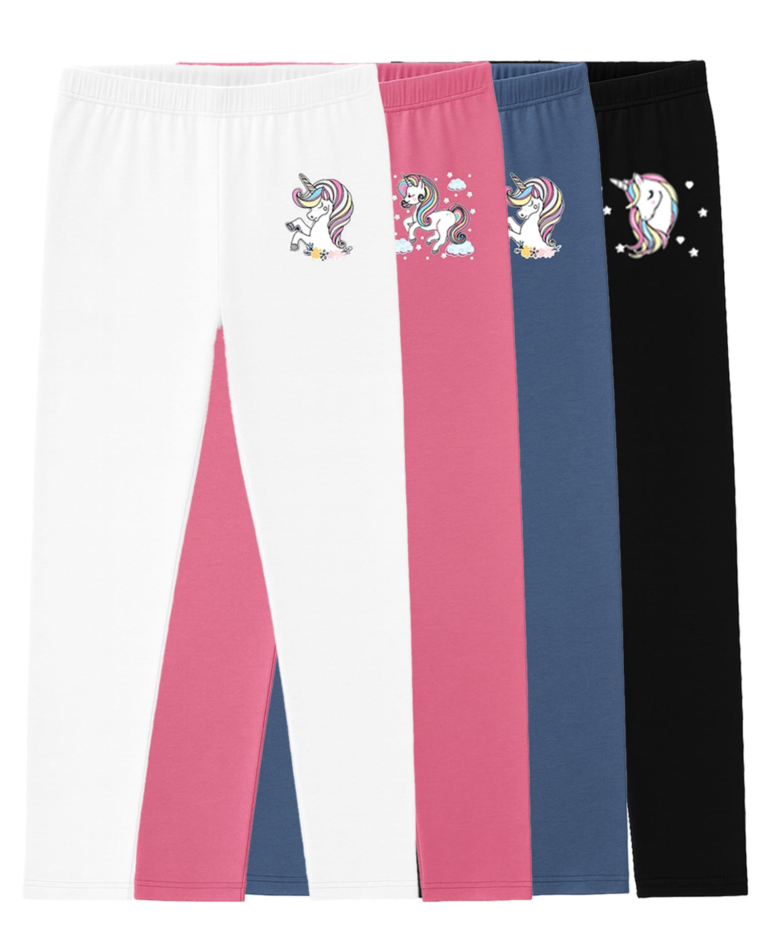 Charm n Cherish Cotton Knit Pack Of 4 Unicorn Printed Leggings - Multi Colour-image-37