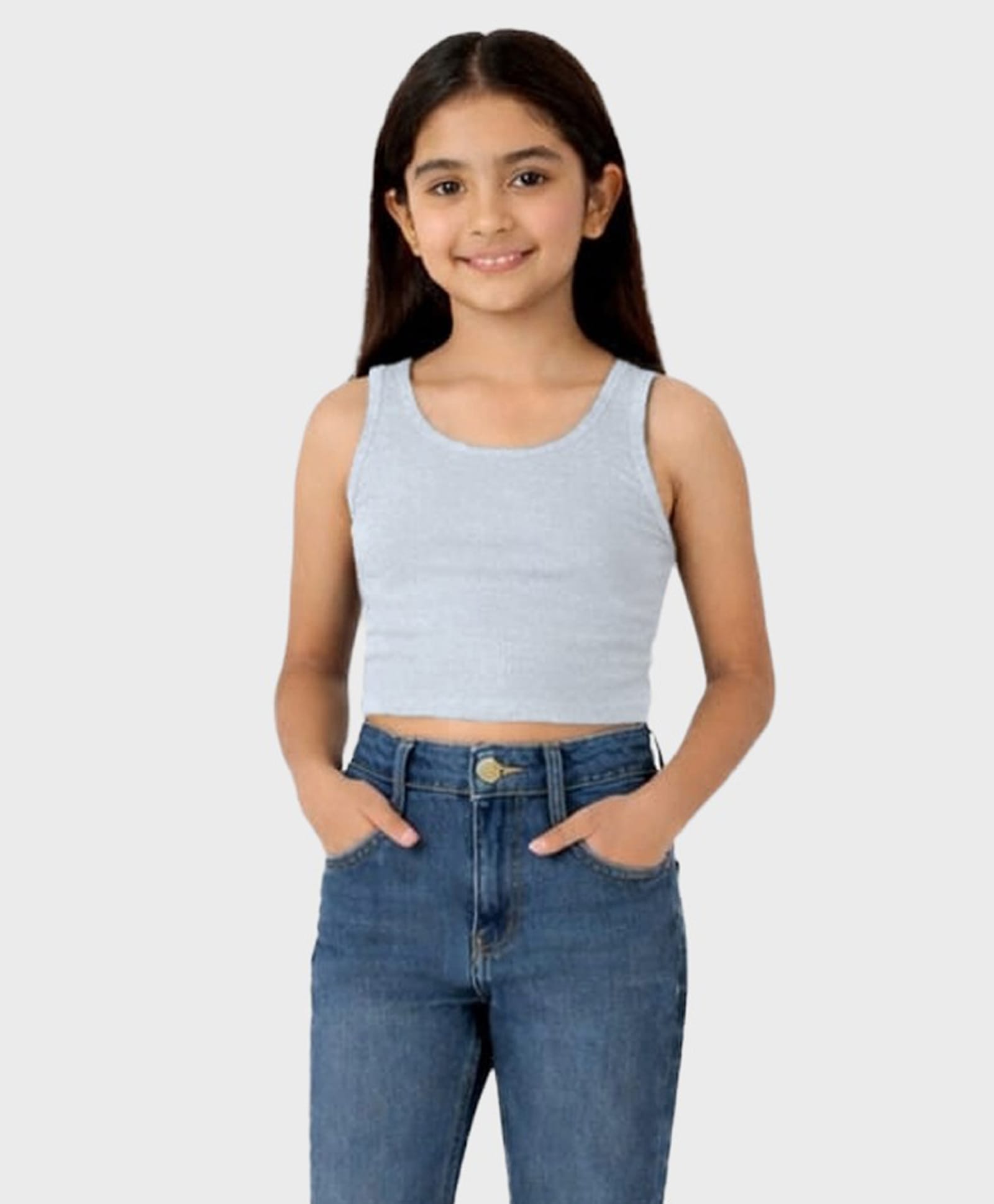 Charm n Cherish Cotton Knit Sleeveless Solid Tank Crop Top - Grey-picture-22