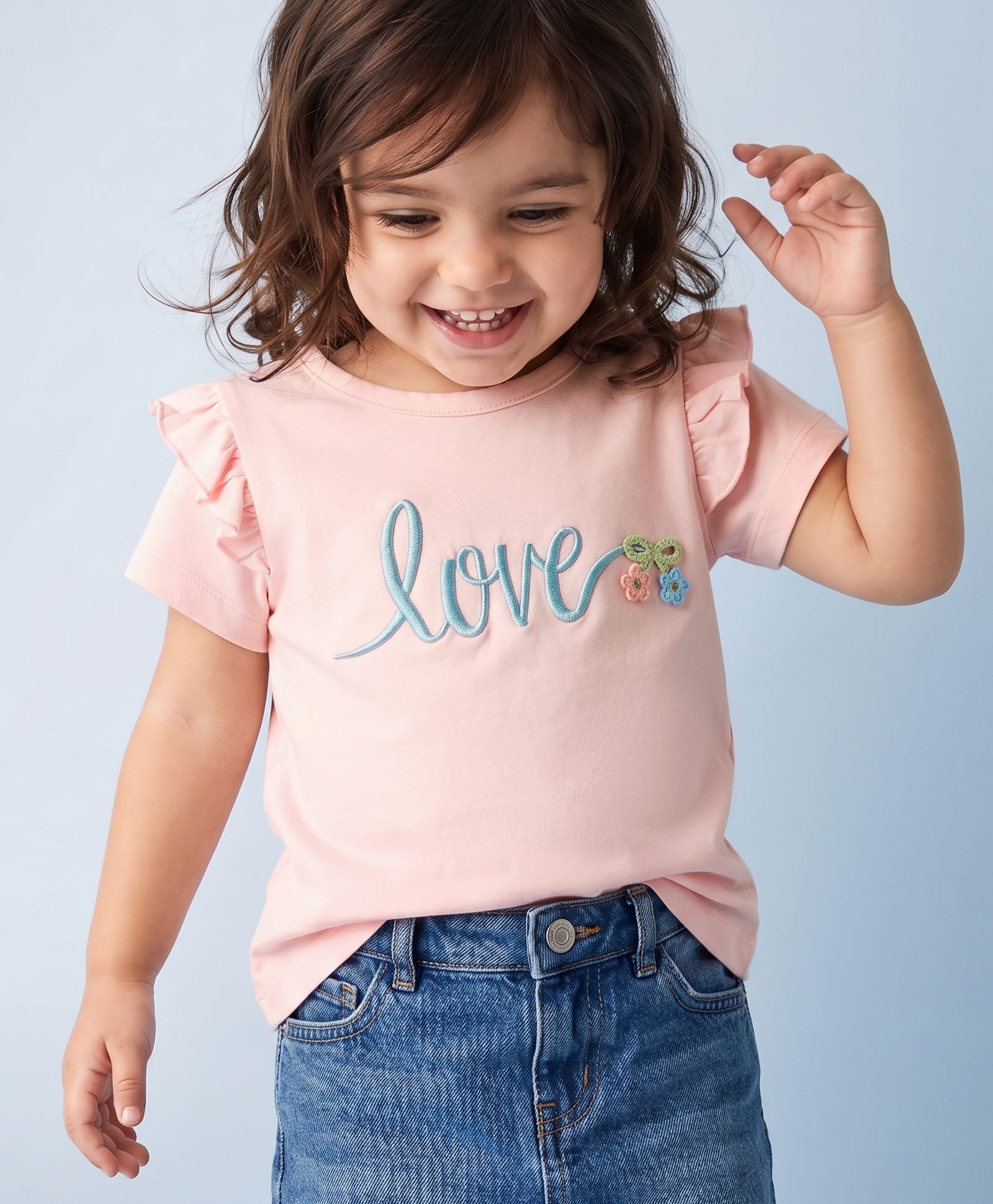 Babyhug Cotton Knit Half Sleeves T-Shirt With Love Embroidery - Multicolor-picture-20
