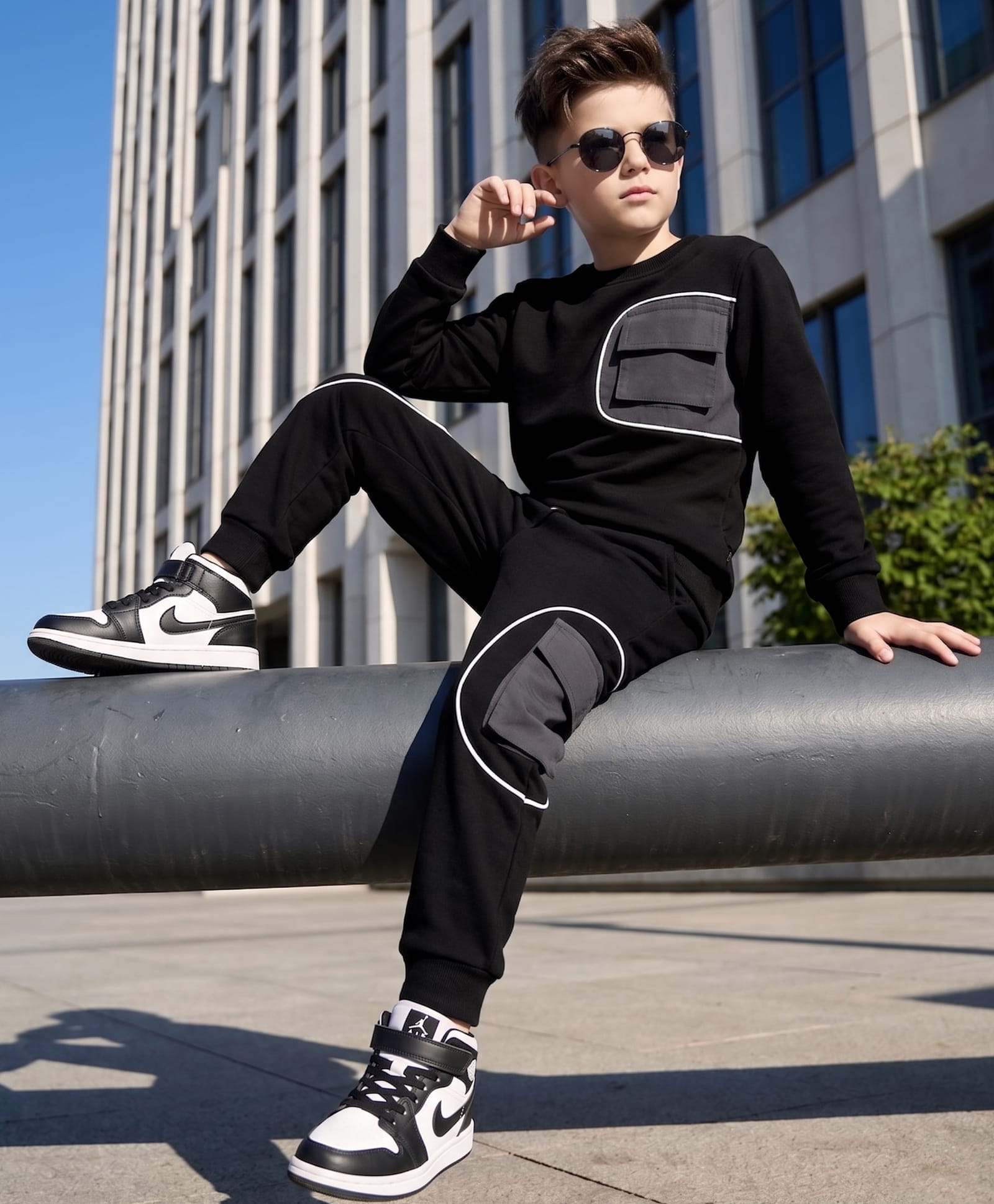 Ollington St. Looper Cotton Knit Full Sleeves Winter Wear Suits With Patch Pocket - Black-picture-19