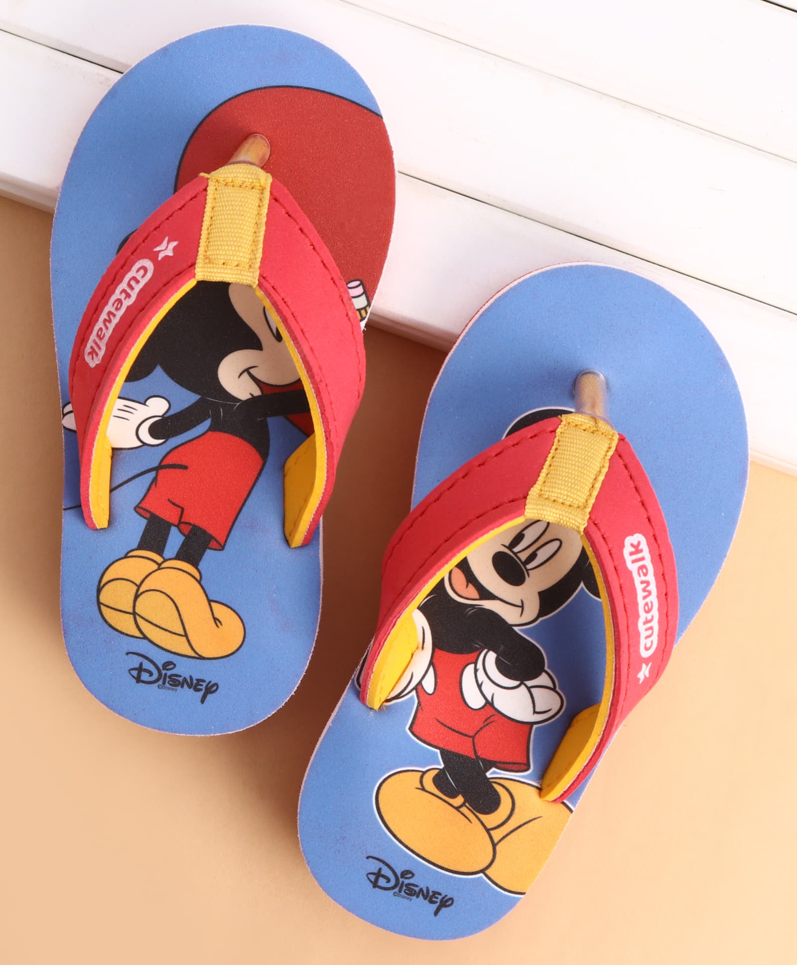 Cute Walk by Babyhug Slip On Closure Flip Flop With Mickey Mouse Graphic - Blue-image-28