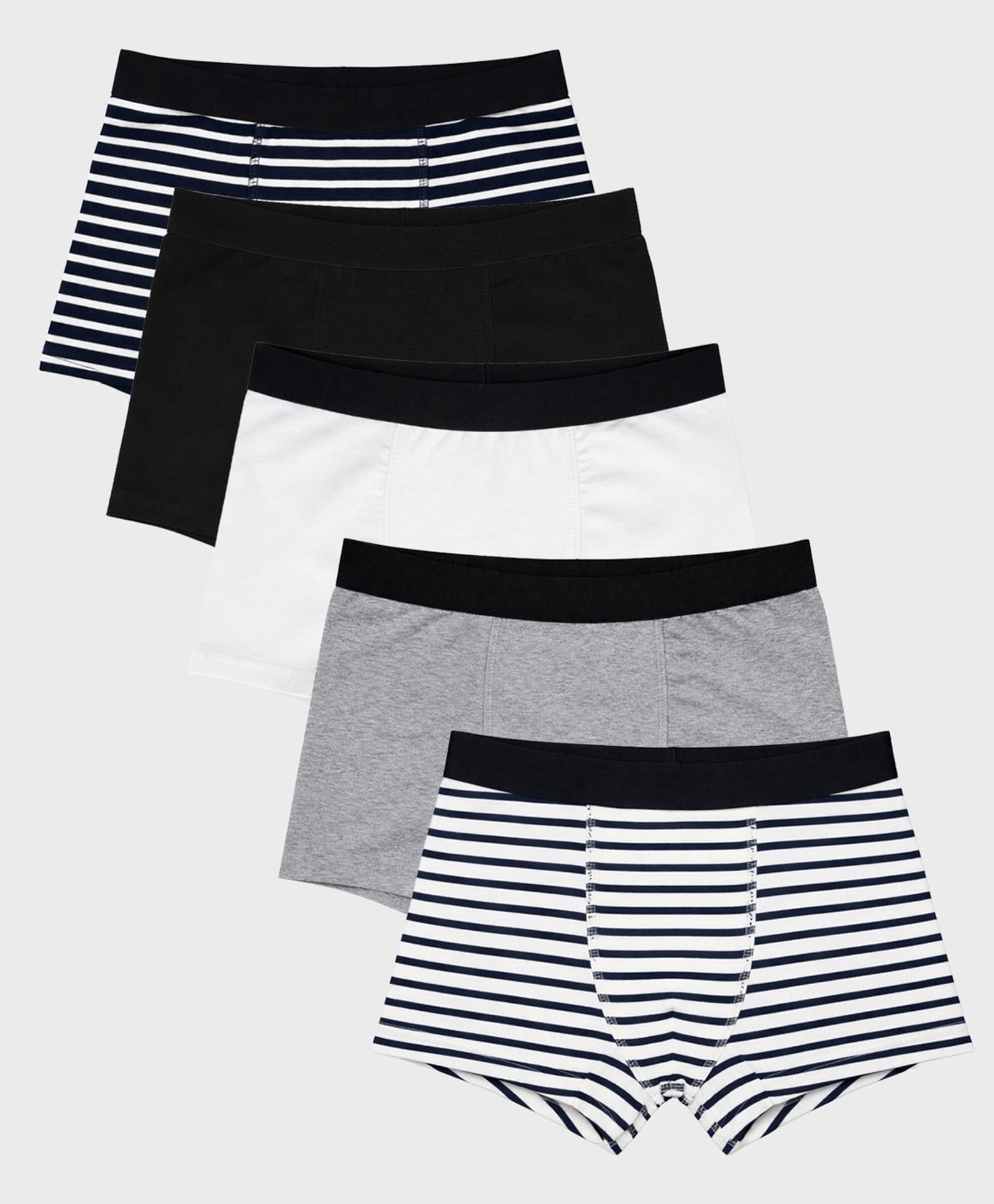 Charm n Cherish Cotton Knit Pack Of 5 Striped & Solid Boxer Briefs - Multi Colour-image-48