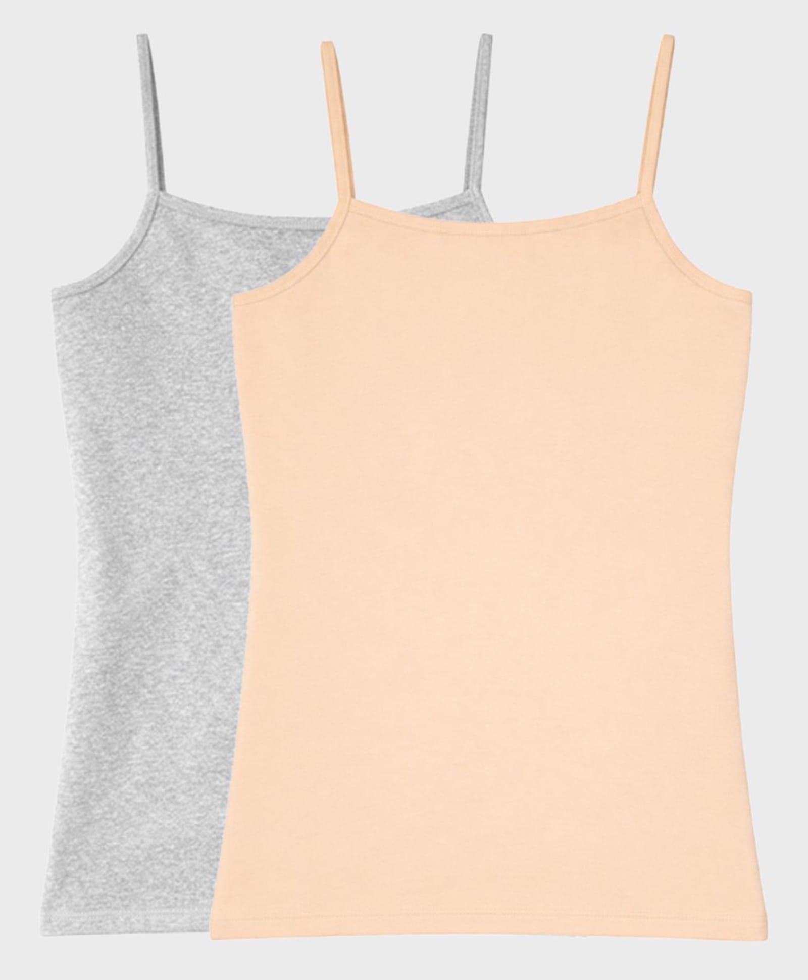 Charm n Cherish Cotton Knit Pack Of 2 Sleeveless Solid Camisoles - Grey & Beige-image-37