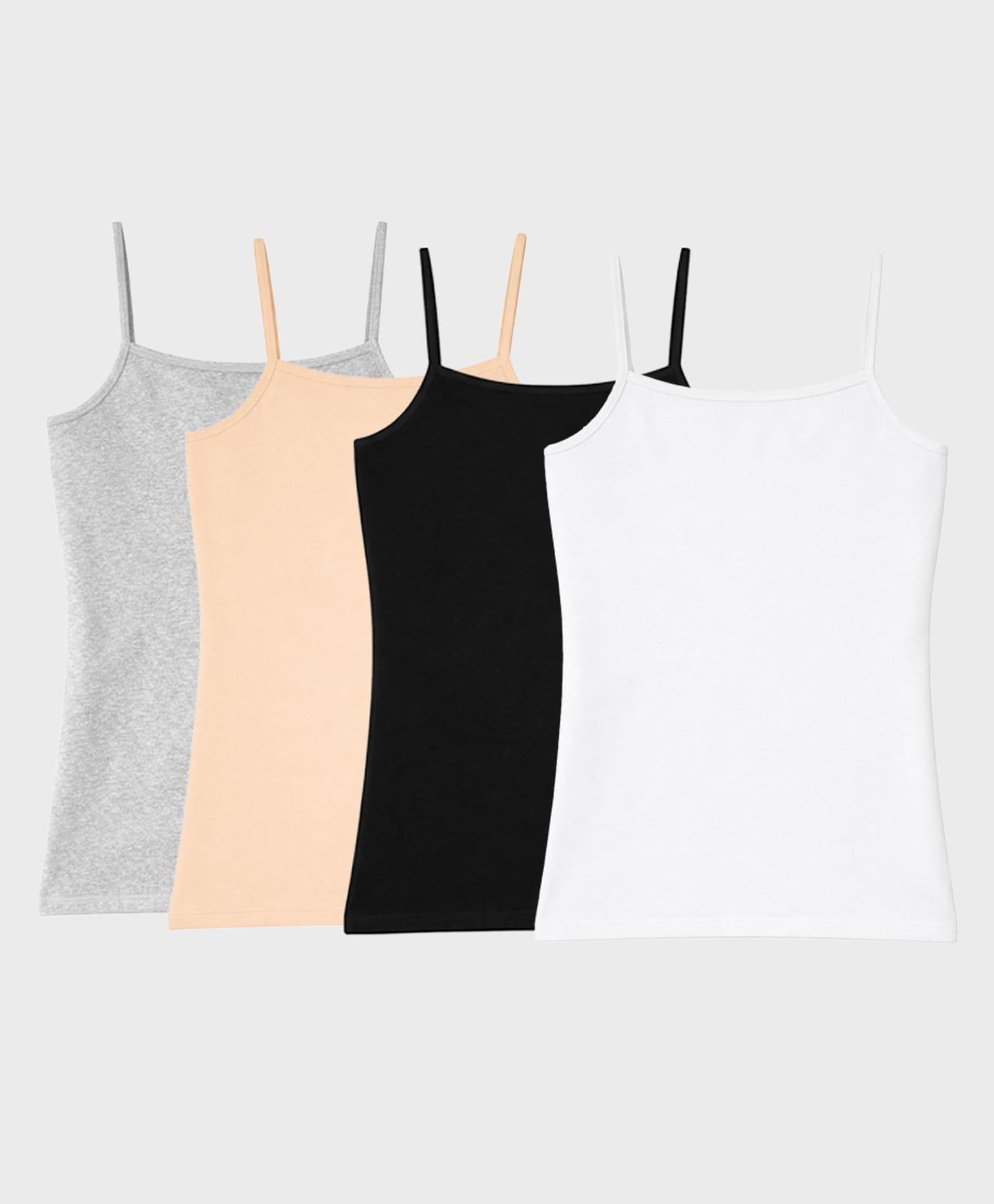 Charm n Cherish Cotton Knit Pack Of 4 Sleeveless Solid Camisoles - Black White Grey & Beige-image-12
