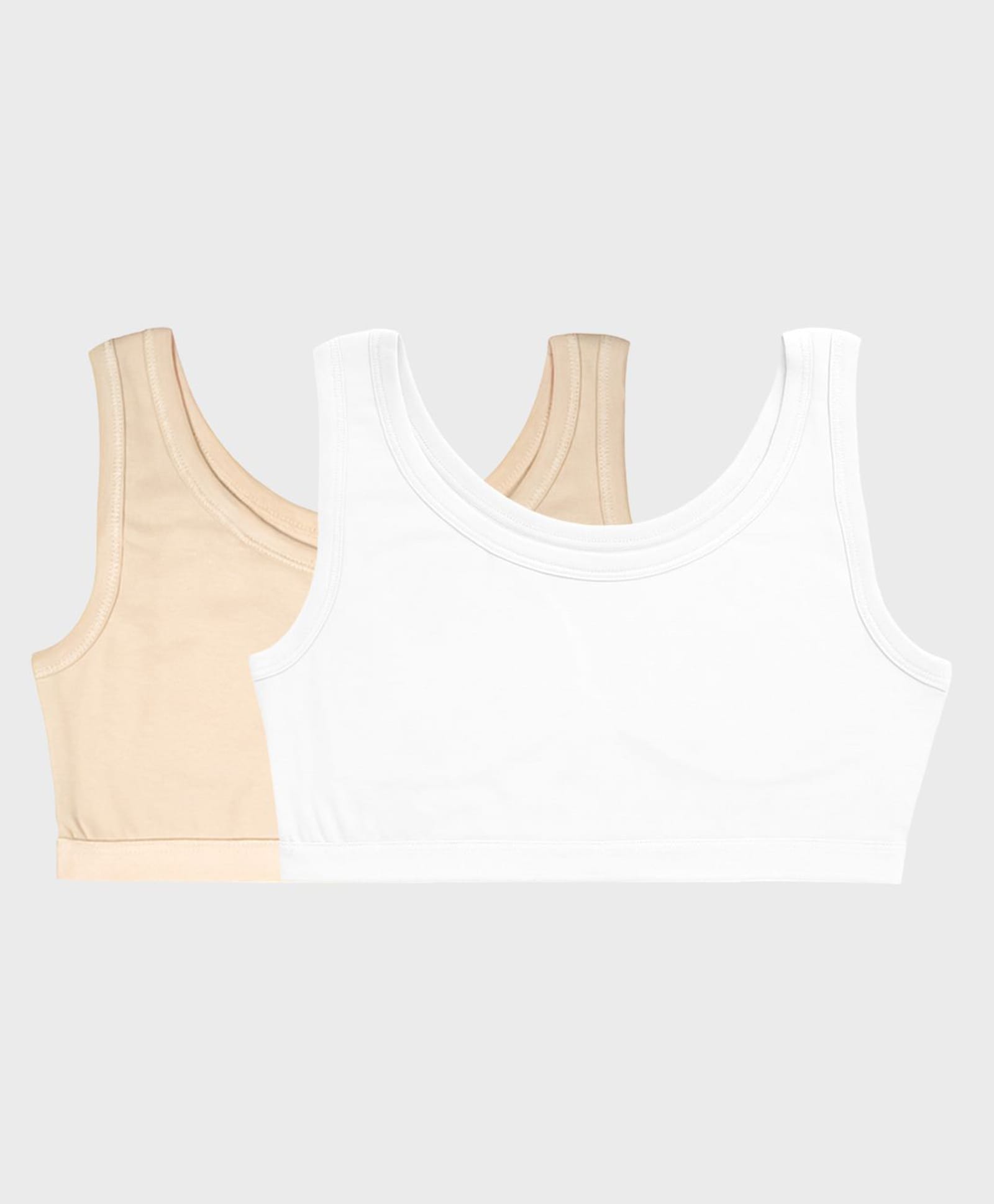 Charm n Cherish Cotton Knit Pack Of 2 Sleeveless Solid Bras - White & Beige-picture-21