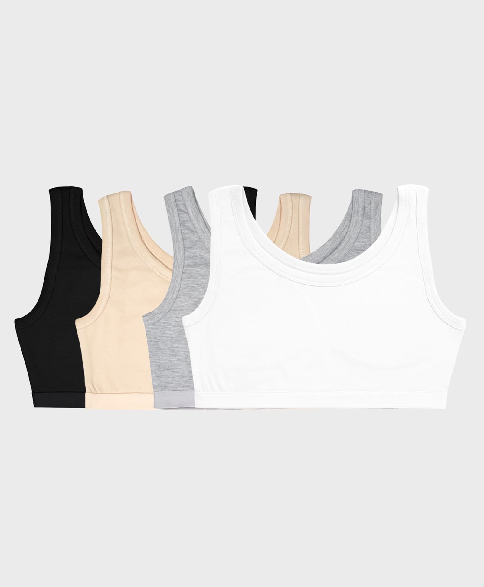 Charm n Cherish Cotton Knit Pack Of 4 Sleeveless Solid Bras - Black White Grey & Beige-image-39