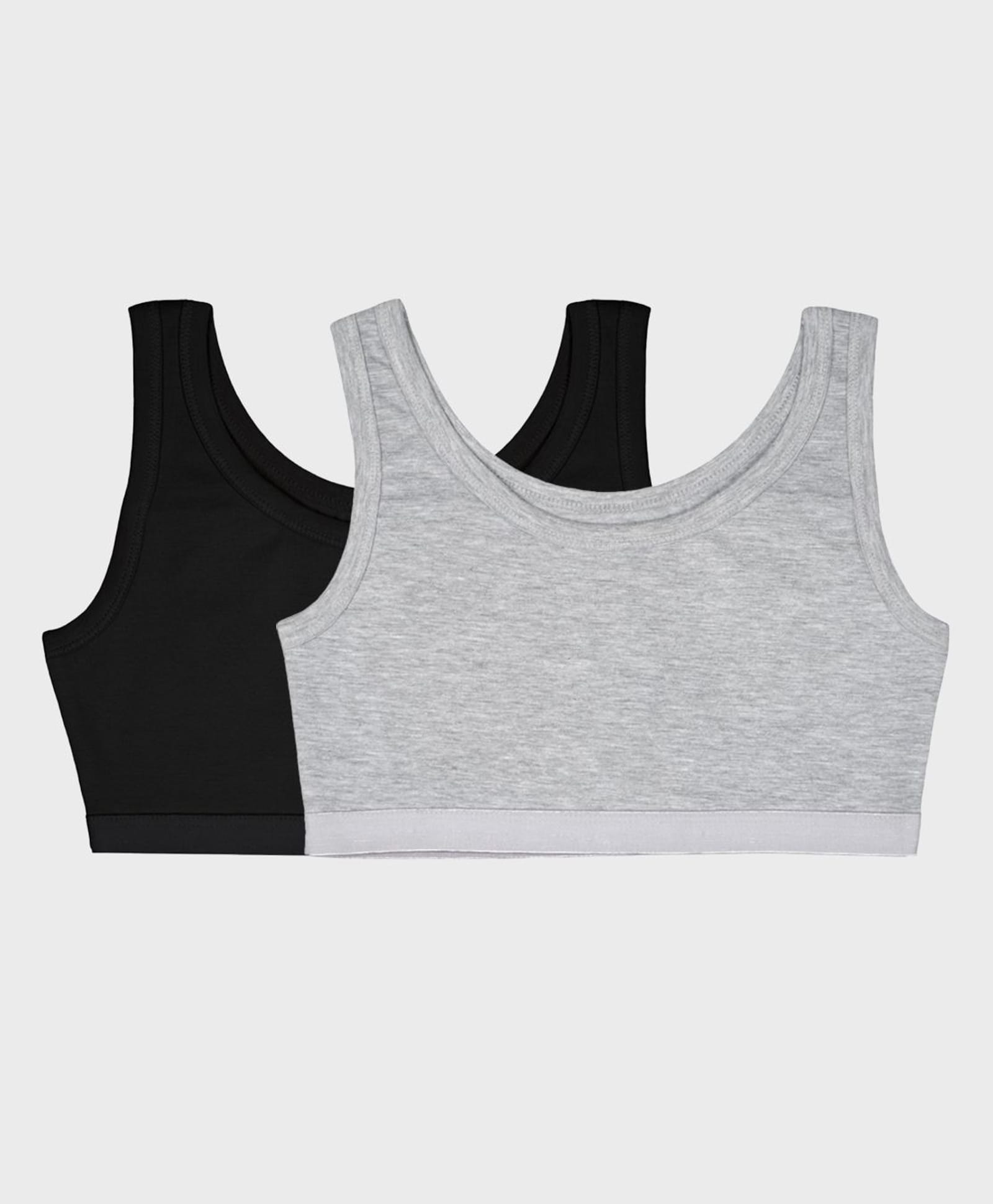 Charm n Cherish Cotton Knit Pack Of 2 Sleeveless Solid Bras - Black & Grey-image-31