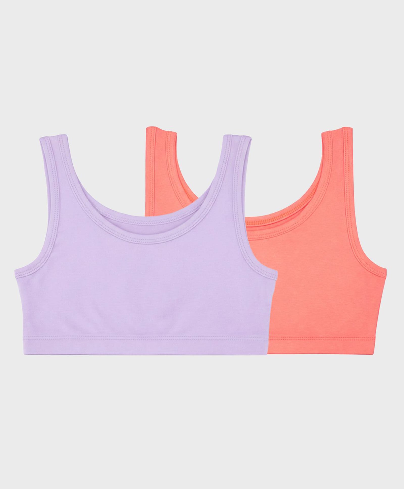 Charm n Cherish Cotton Knit Pack Of 2 Sleeveless Solid Bras - Lavender & Coral-picture-20