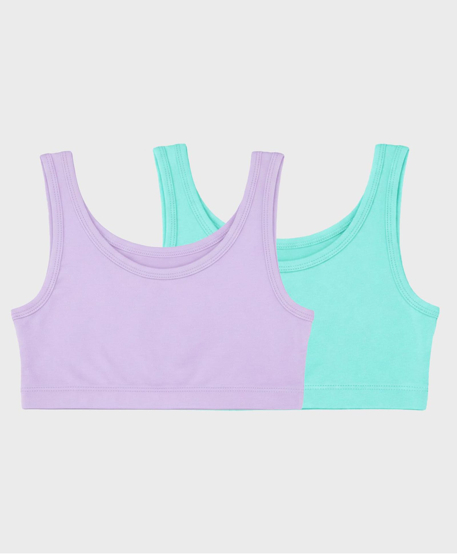 Charm n Cherish Cotton Knit Pack Of 2 Sleeveless Solid Bras - Lavender & Green-picture-19