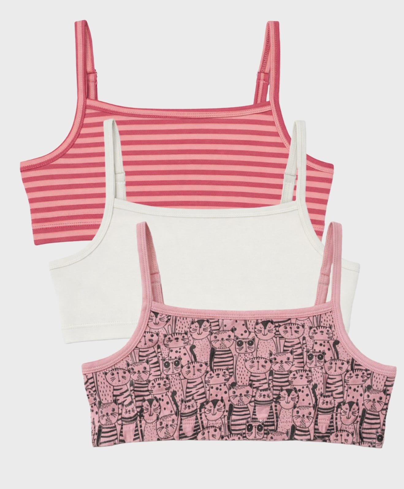 Charm n Cherish Cotton Knit Pack Of 3 Animal Printed Solid & Striped Bras - Multi Colour-picture-31