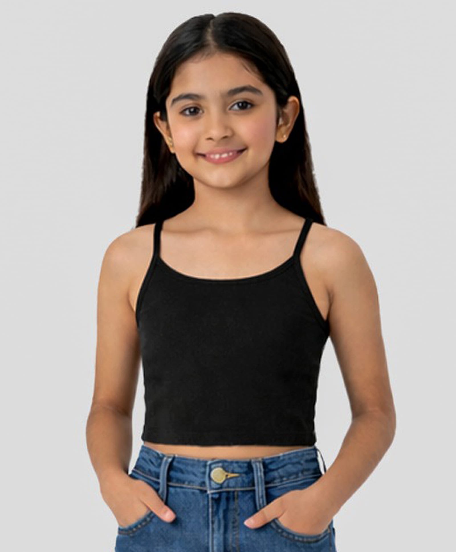 Charm n Cherish Cotton Knit Sleeveless Solid Crop Camisole - Black-picture-17