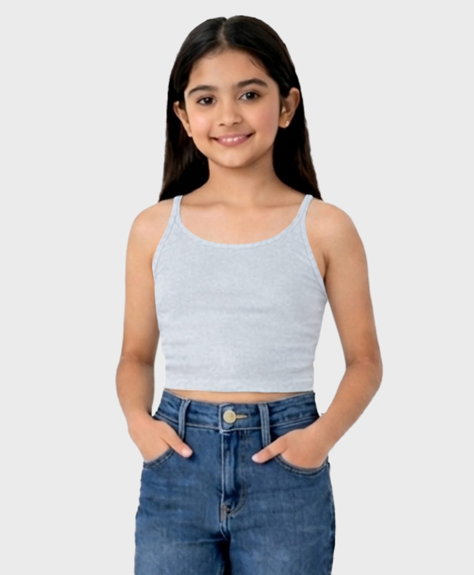 Charm n Cherish Cotton Knit Sleeveless Solid Crop Camisole - Grey-image-7