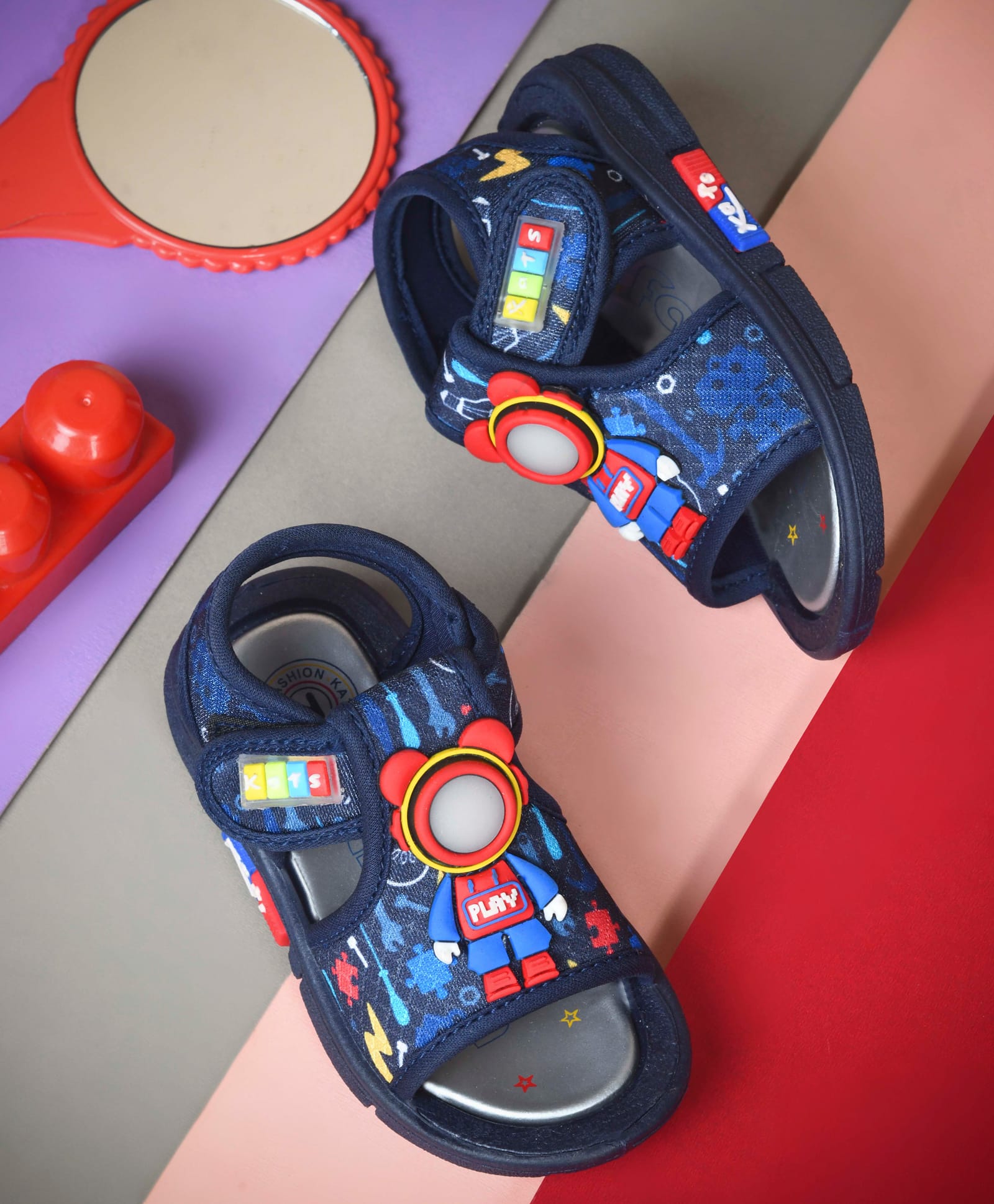 KATS Astronaut Applique Detailed Velcro Closure Musical Sandals - Navy Blue-picture-19