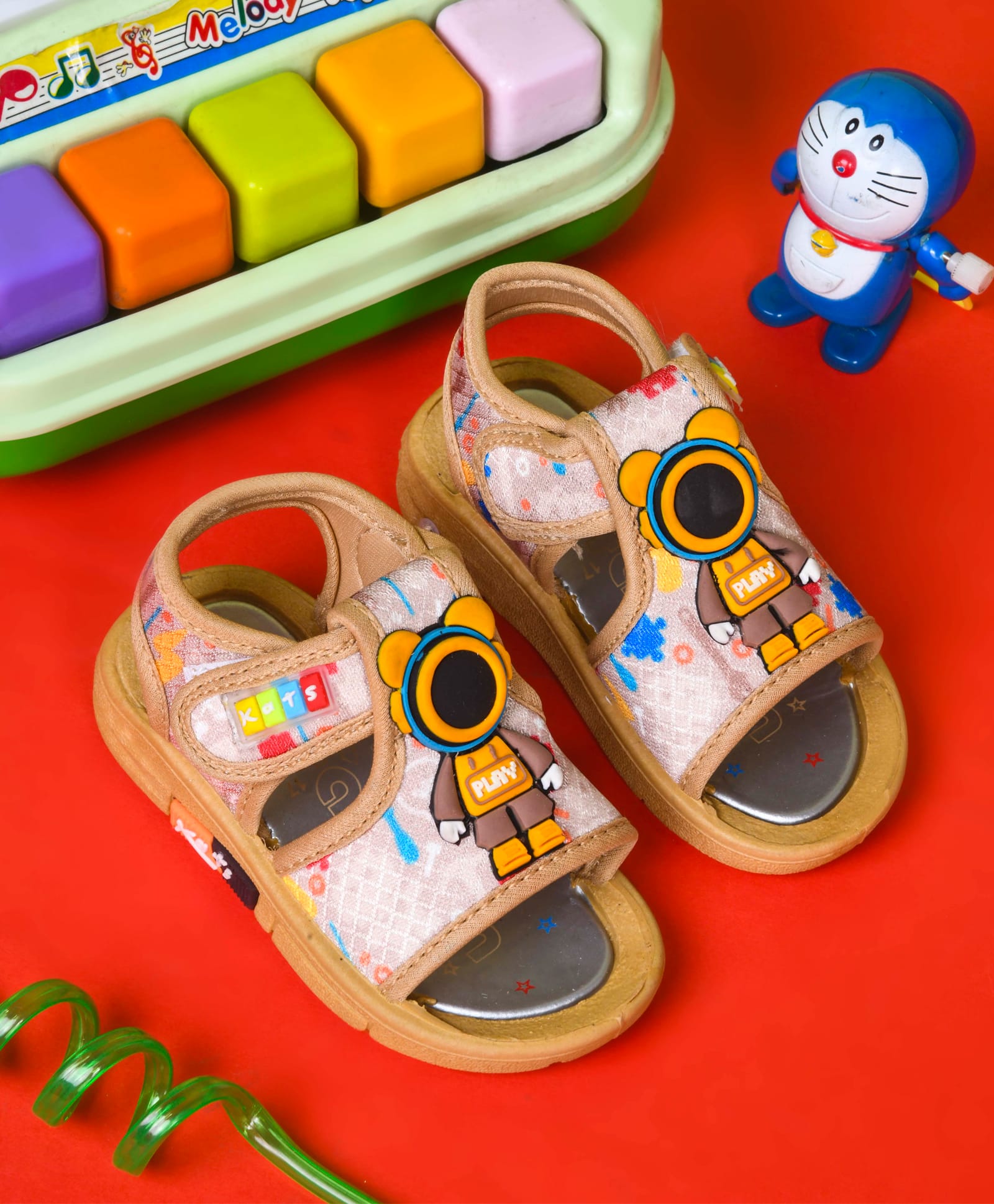 KATS Astronaut Applique Detailed Velcro Closure Musical Sandals - Tan-image-24