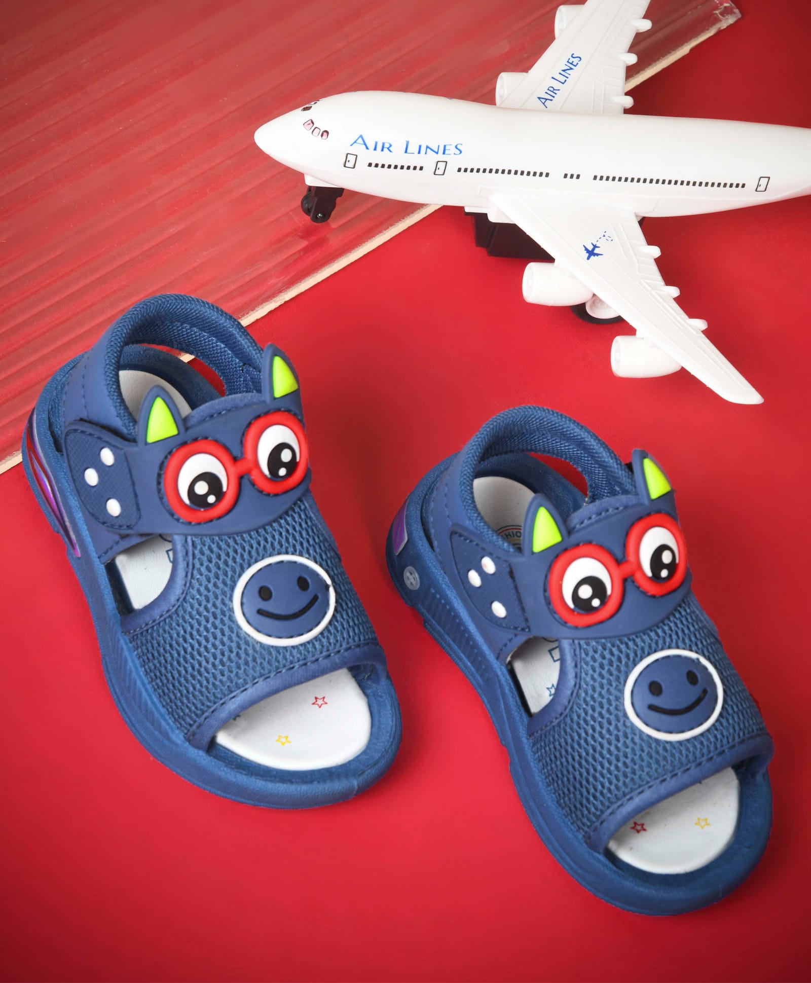 KATS Animal Face Designed Velcro Closure Sandals - Light Blue-image-2