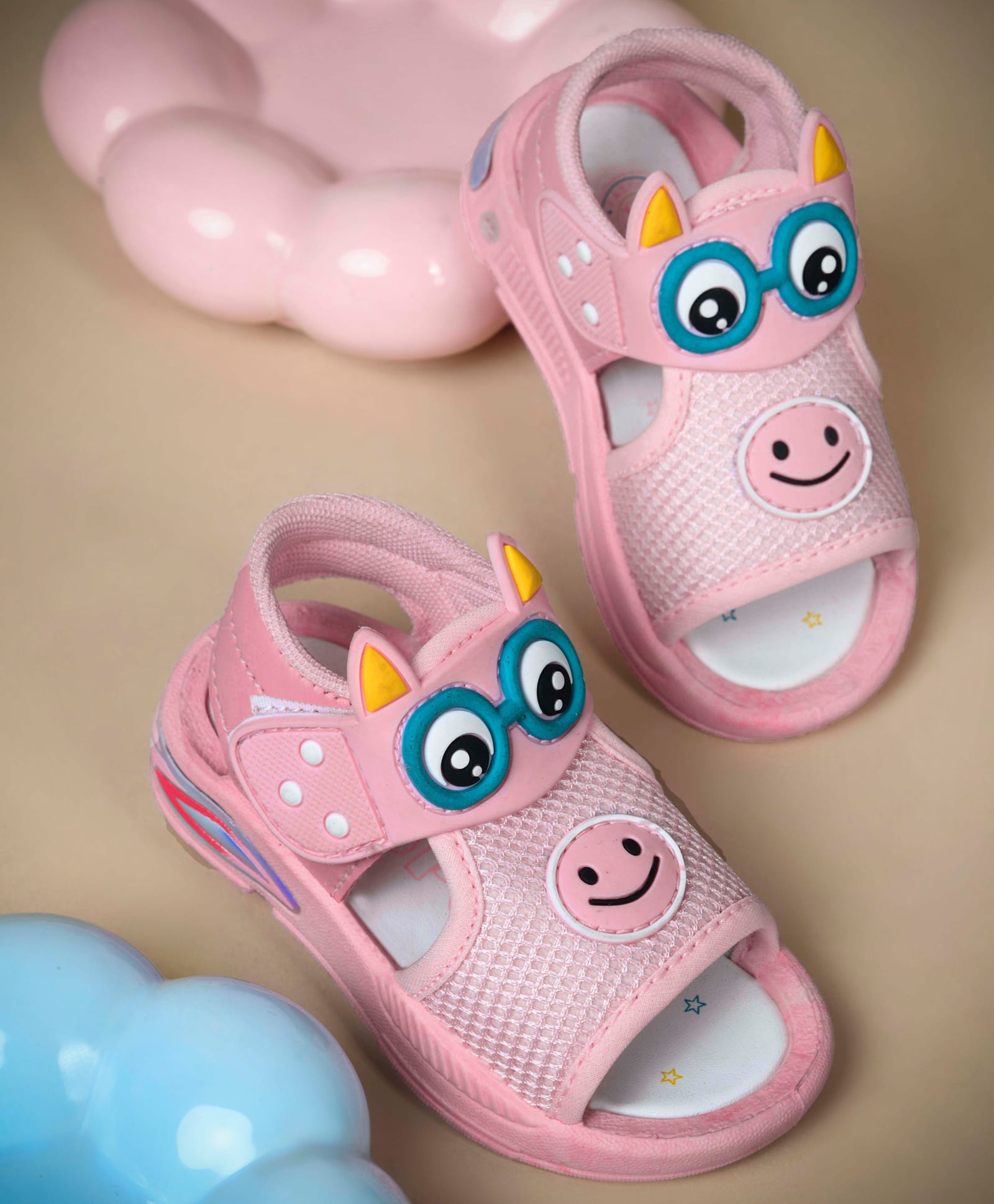KATS Animal Face Designed Velcro Closure Musical Sandals - Pink-picture-36