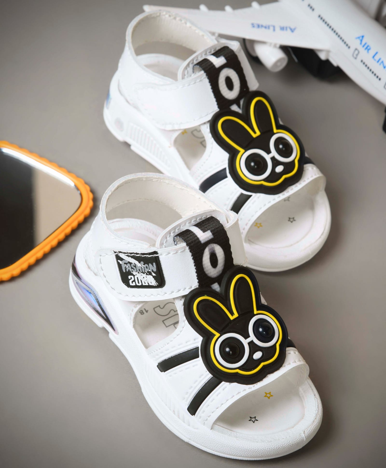 KATS Bunny Applique Detailed Velcro Closure Musical Sandals - White-picture-27