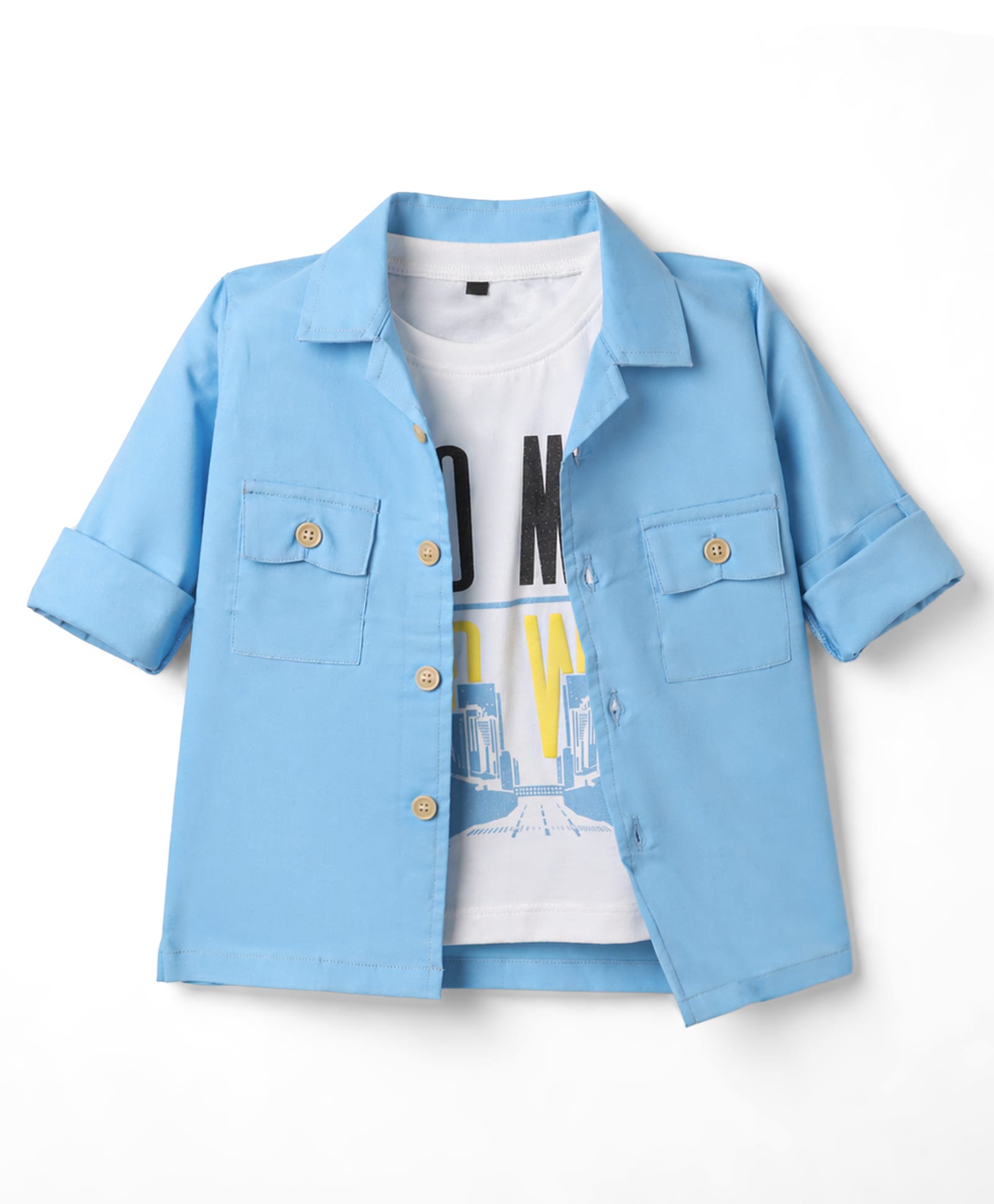 Dapper Dudes Cotton Woven Full Sleeves Solid Shirt Blue 2-3 Years-image-27