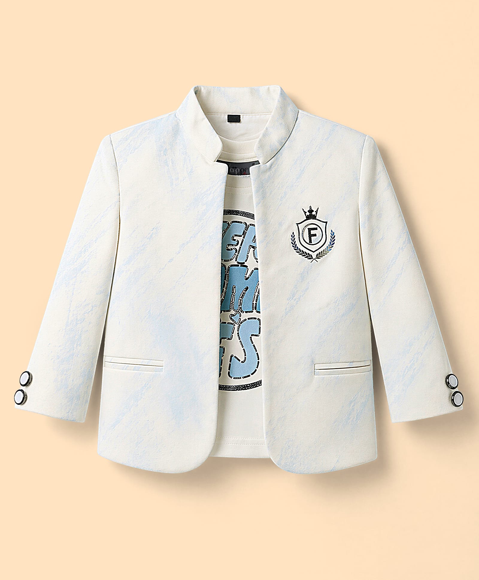 Dapper Dudes Woven Full Sleeves Colour Splash Printed Blazer With Tee - Sky Blue-picture-24