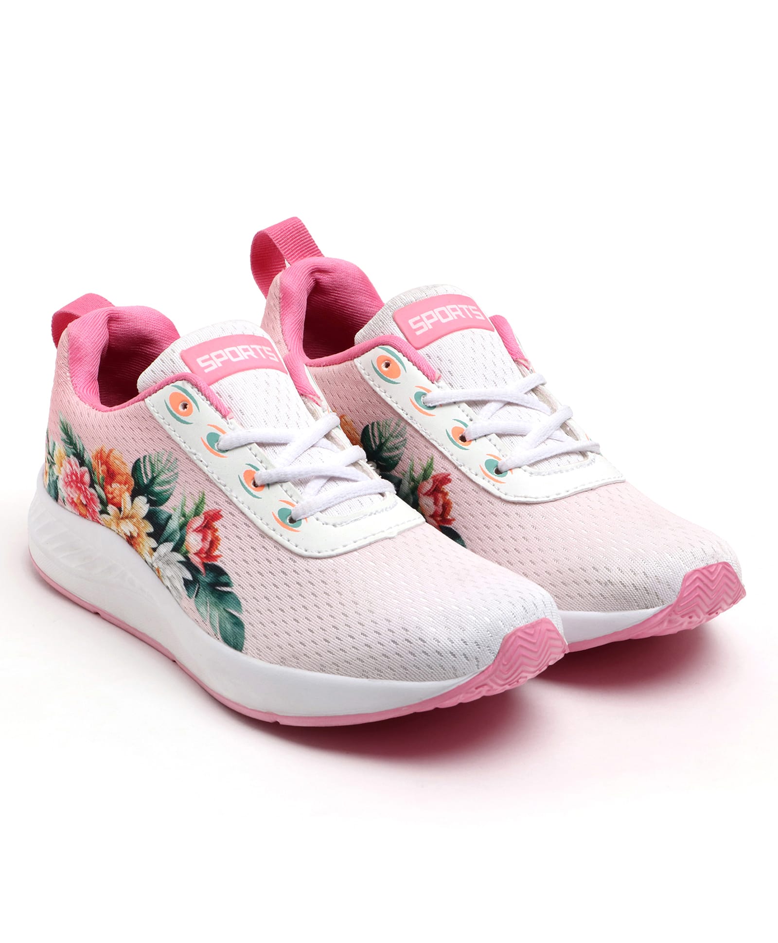 TOMSY CHOICE Mesh Detailed Floral Printed Ombre Lace Up Shoes - Pink-picture-15