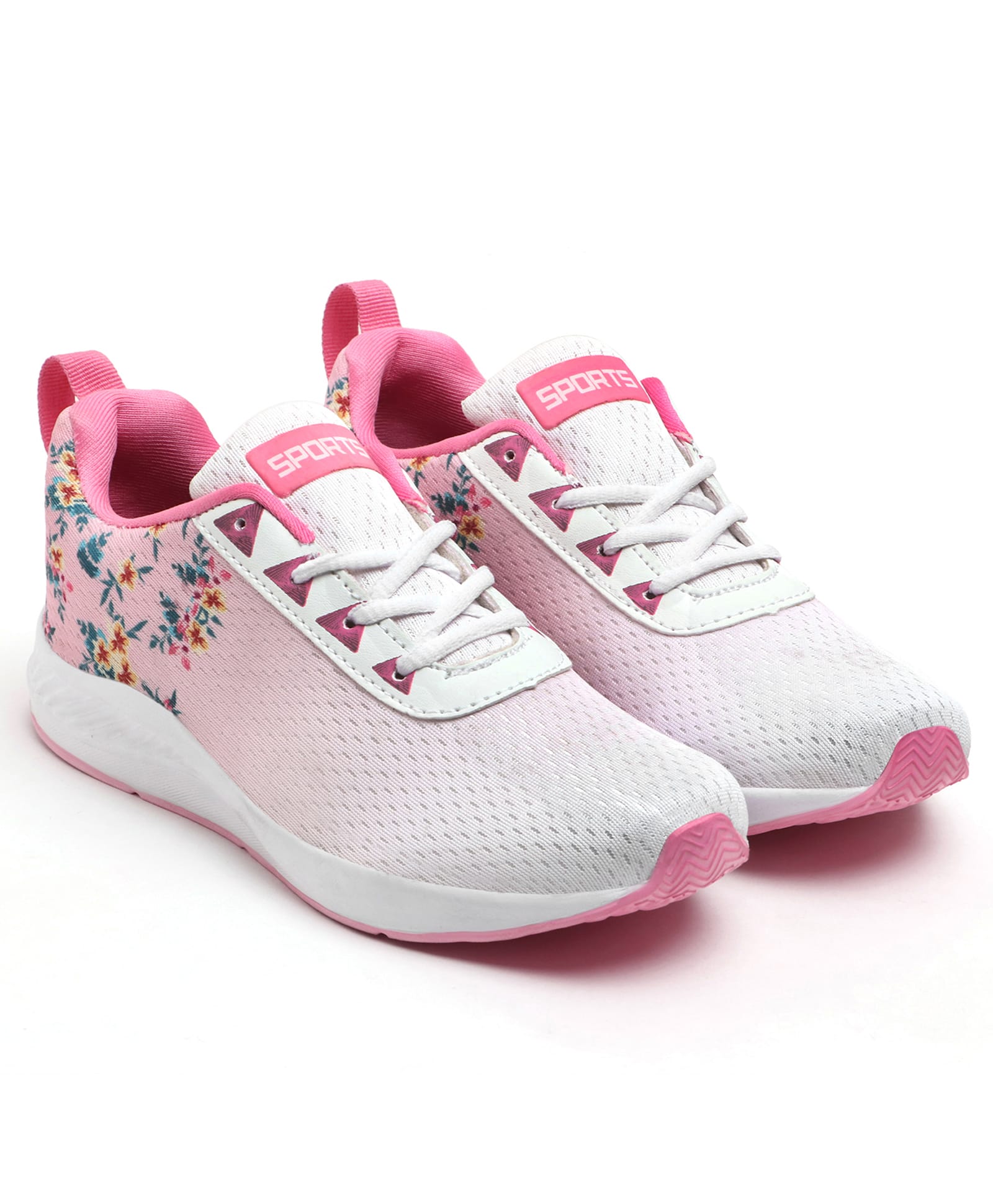 TOMSY CHOICE Mesh Detailed Floral Printed Ombre Lace Up Shoes - Pink-picture-20